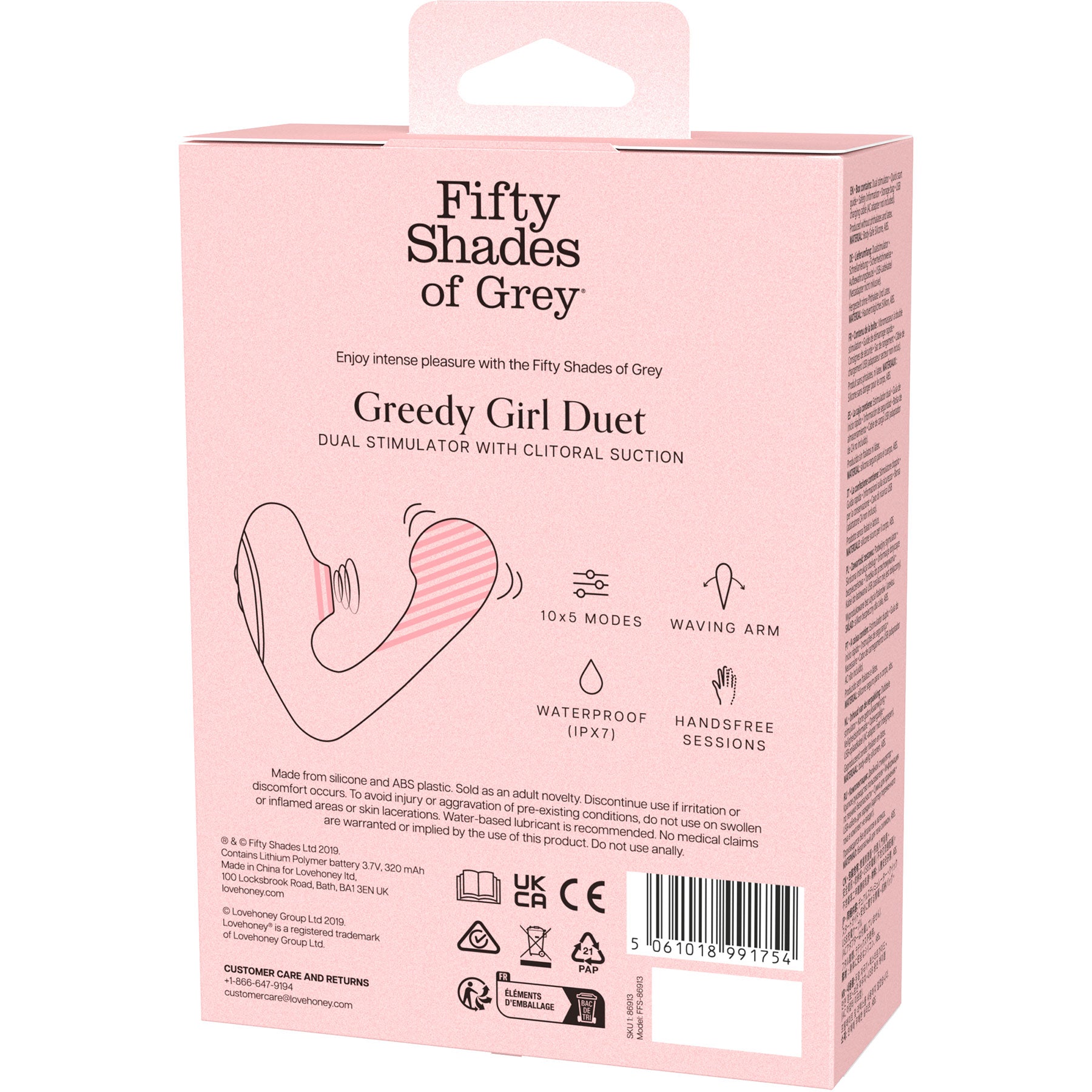 Fifty Shades Of Grey Greedy Girl Duet Dual Stimulator With Clitoral Suction
