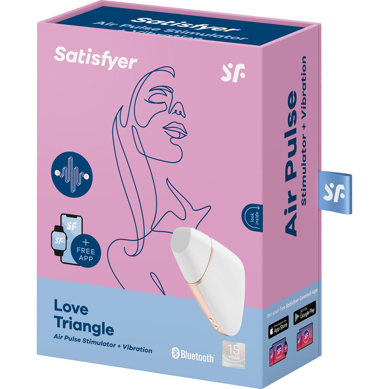 Satisfyer Love Triangle Pressure Wave Rechargeable App Enabled Clitoral Stimulator - White