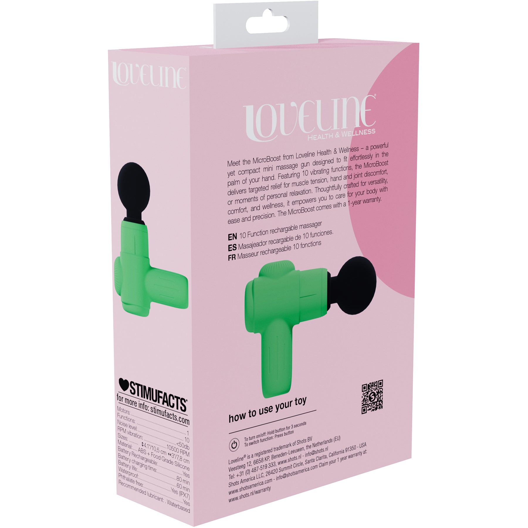 Loveline MicroBoost 10 Function Vibrating Waterproof Silicone Massager - Green