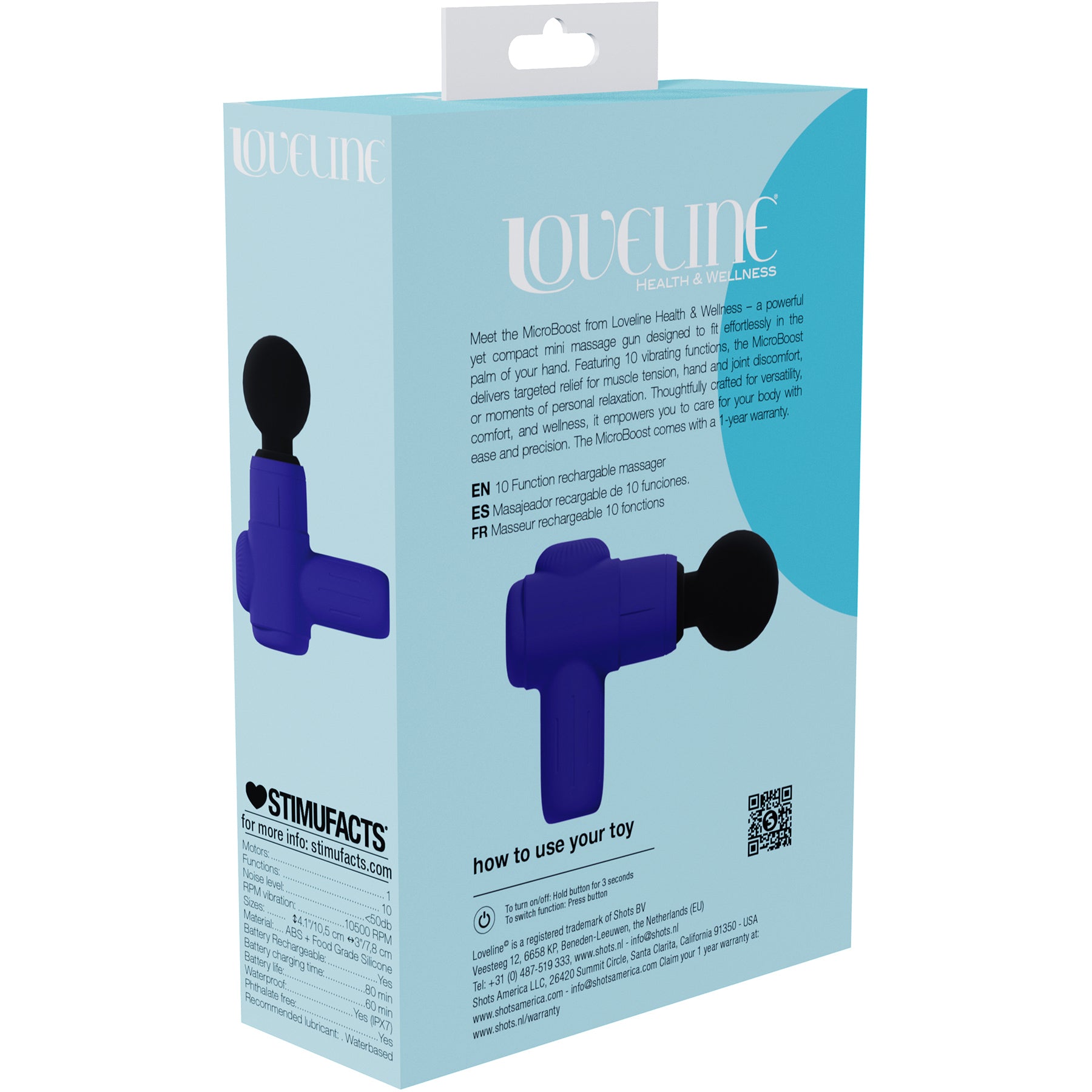 Loveline MicroBoost 10 Function Vibrating Waterproof Silicone Massager - Purple