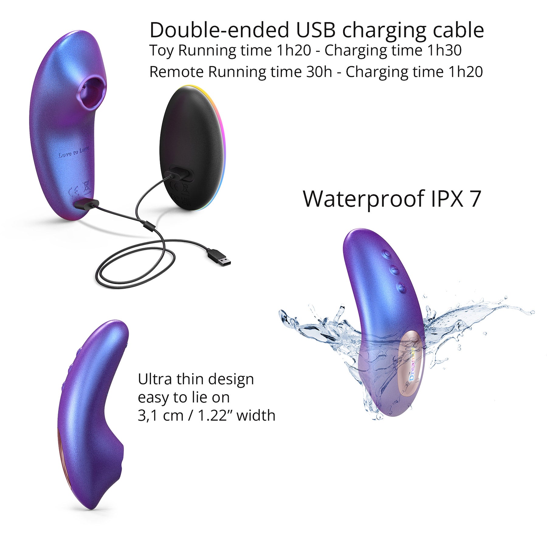 Dreamer Rechargeable Silicone Clitoral Flapping Stimulator By Love To Love - Iridescent Night