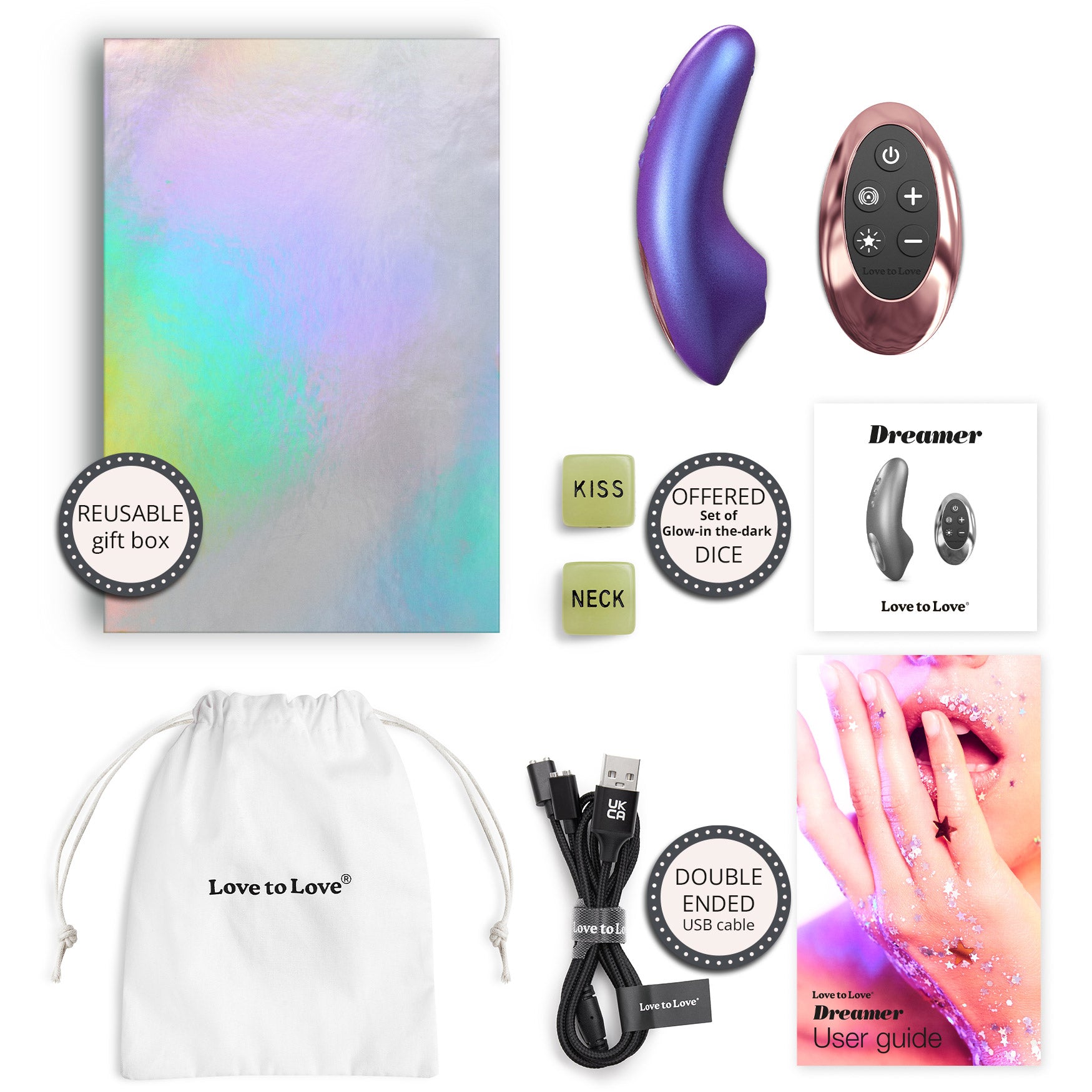 Dreamer Rechargeable Silicone Clitoral Flapping Stimulator By Love To Love - Iridescent Night
