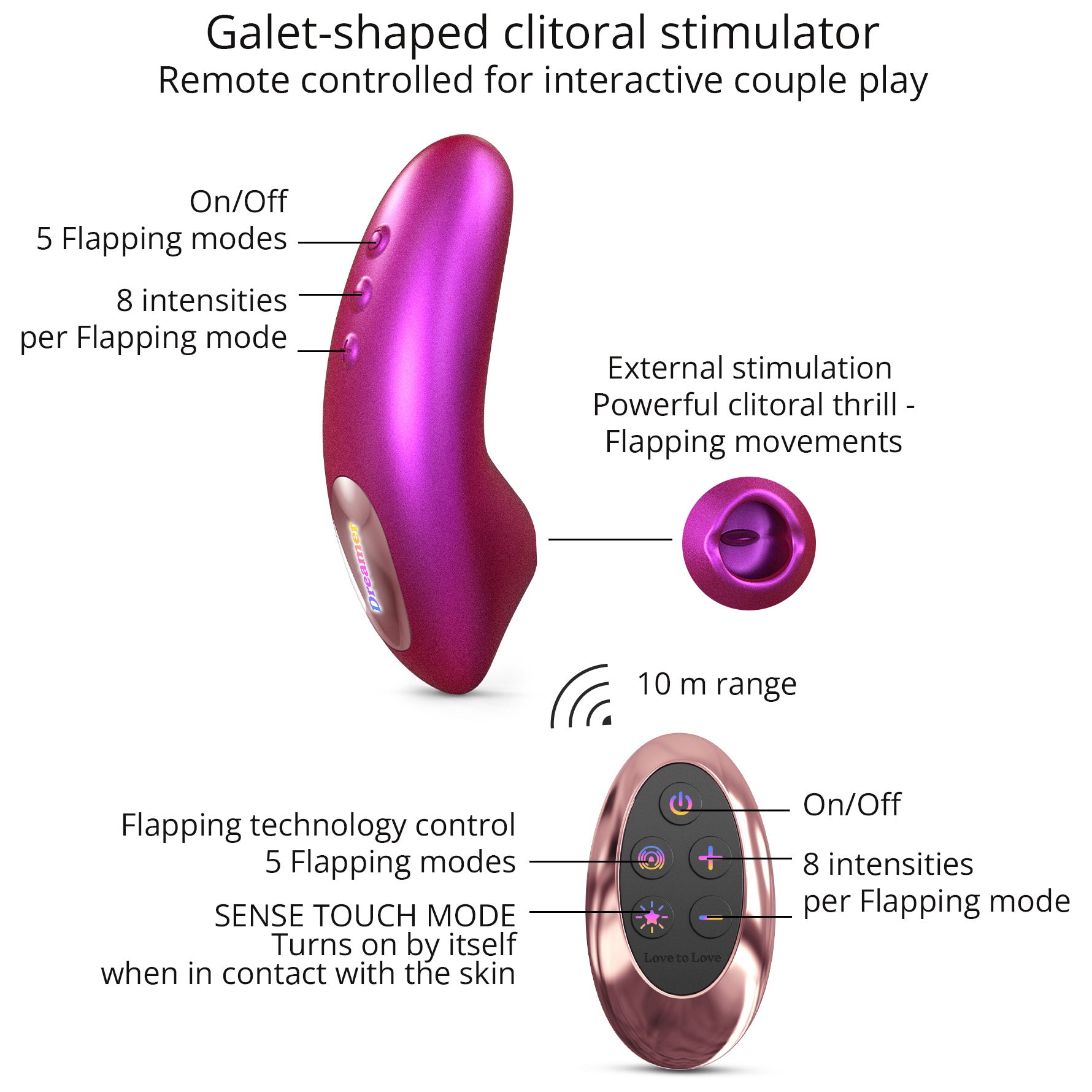 Dreamer Rechargeable Silicone Clitoral Flapping Stimulator By Love To Love - Iridescent Berry