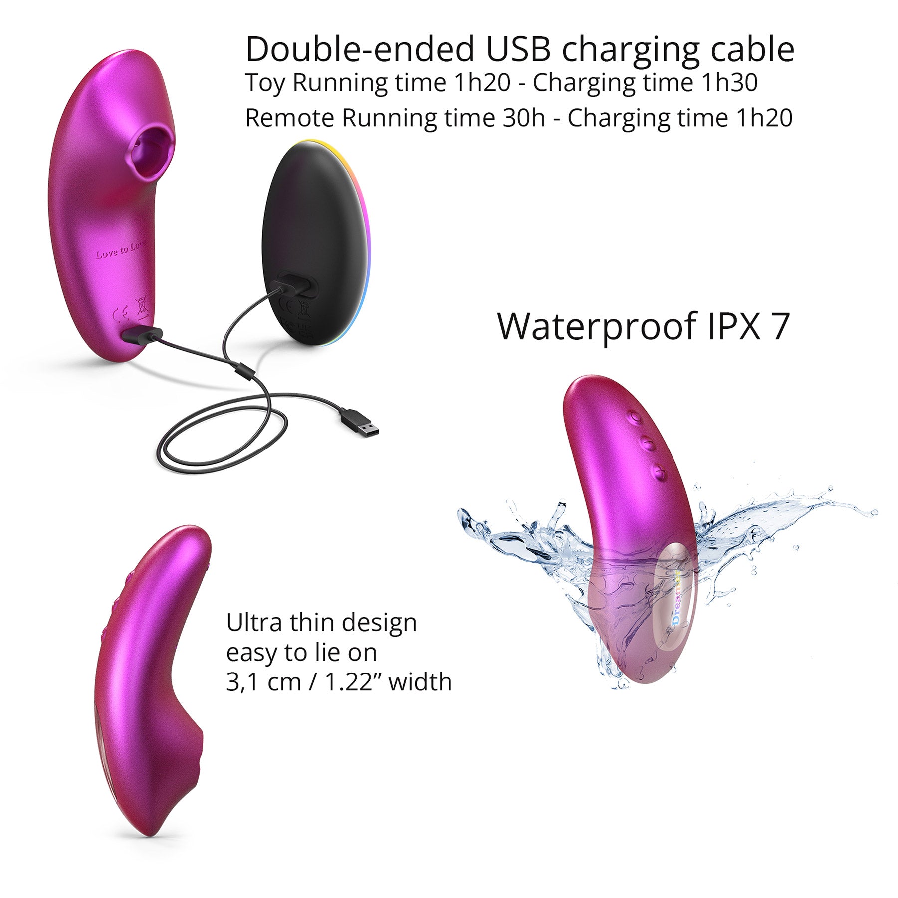Dreamer Rechargeable Silicone Clitoral Flapping Stimulator By Love To Love - Iridescent Berry