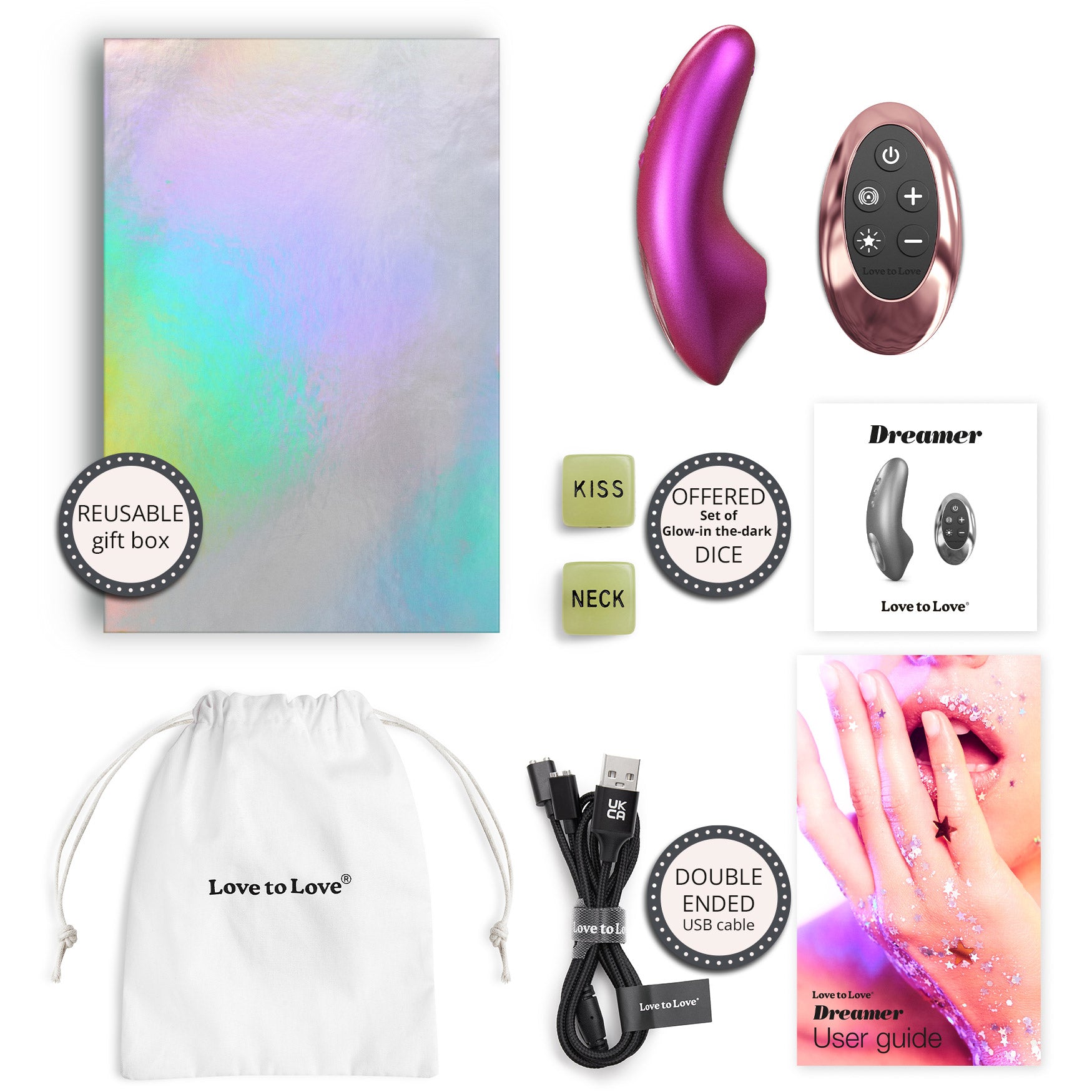 Dreamer Rechargeable Silicone Clitoral Flapping Stimulator By Love To Love - Iridescent Berry