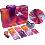 Spin Me Round game set with colorful cards and box on a white background
