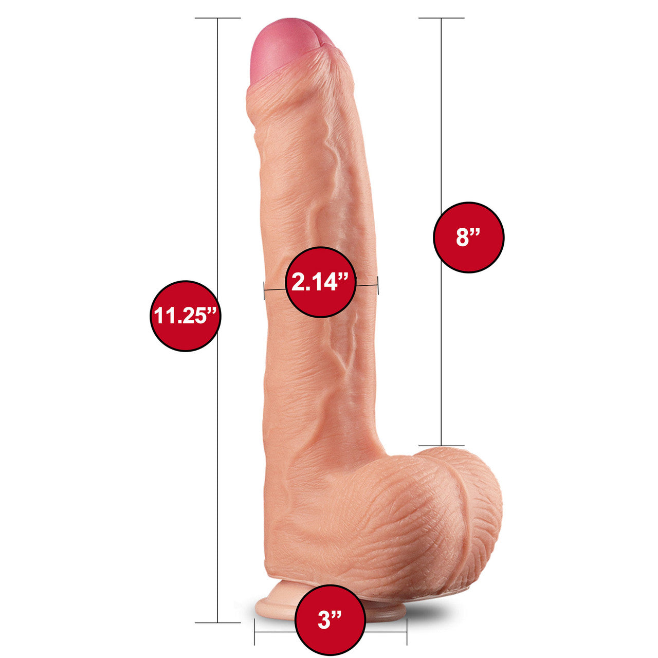 Leman Russ XL 8" Realistic Dual Density Silicone Dildo With Suction Cup & Balls By Pleasure Engine