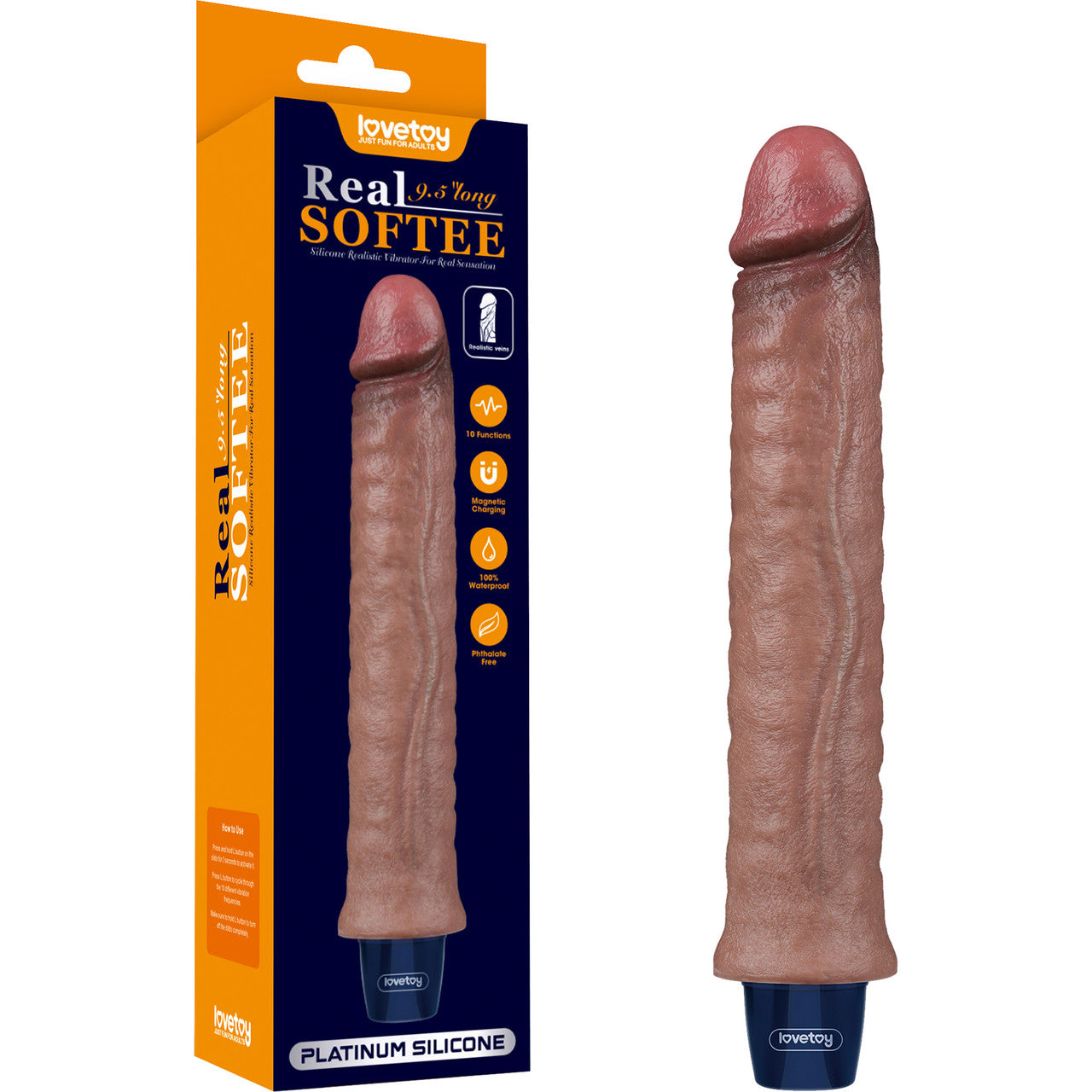 Real Softee Silicone Rechargeable Waterproof Vibrating 8.5" Dildo By Lovetoy