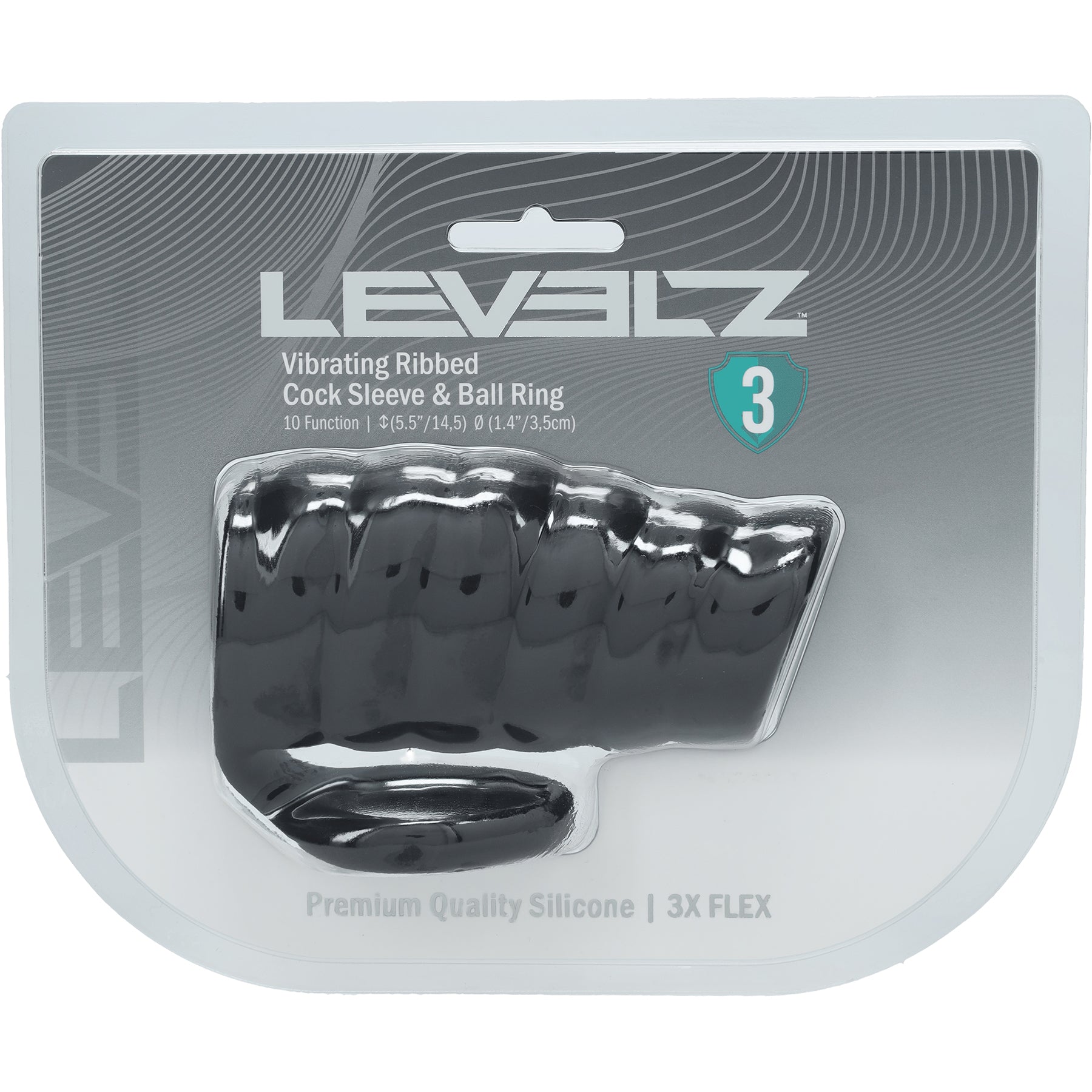 LEVELZ Vibrating Ribbed Silicone Cock Sleeve & Ball Ring LEVELZ Vibrating Ribbed Silicone Cock Sleeve & Ball Ring