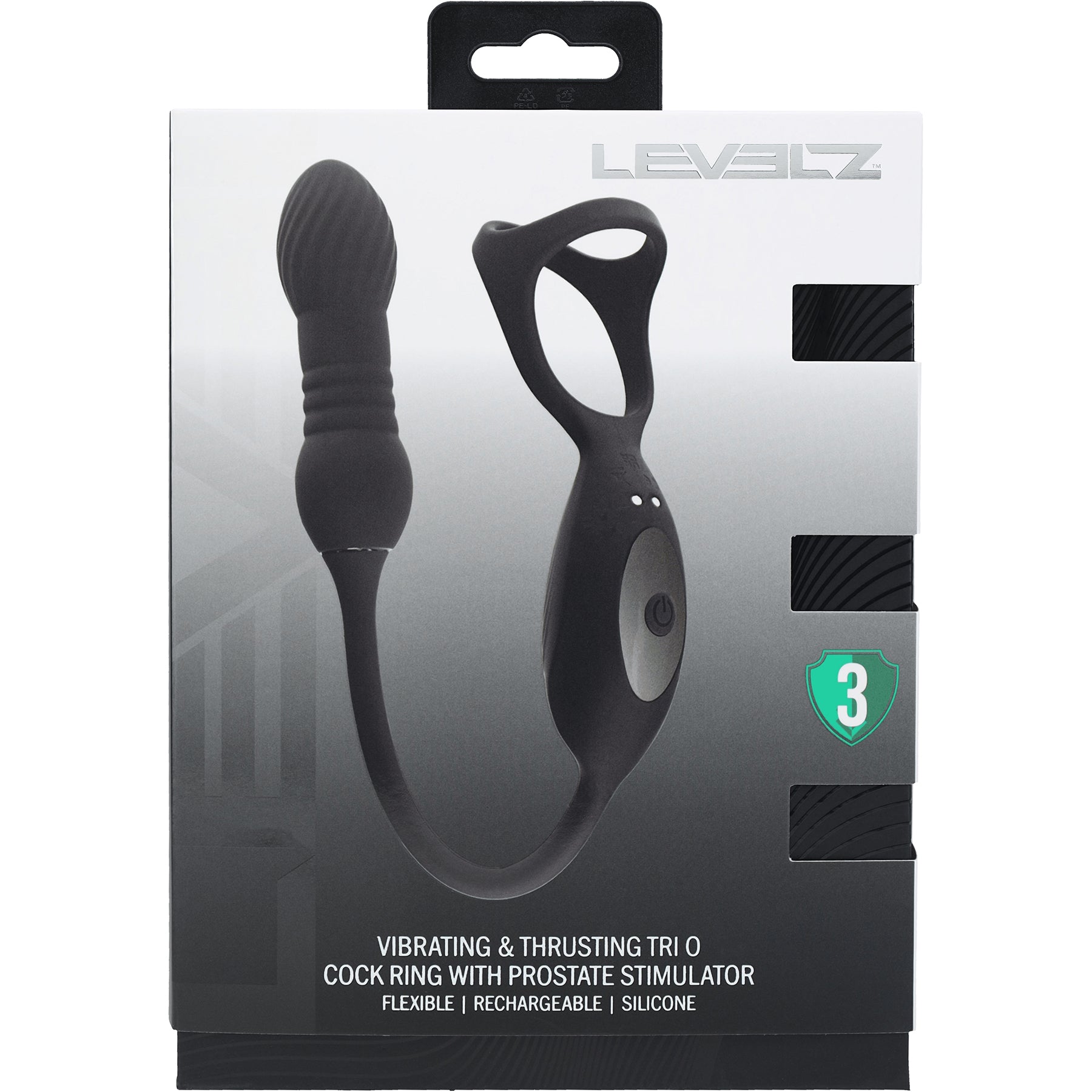 LEVELZ Vibrating & Thrusting Silicone Tri O Cock Ring With Prostate Stimulator