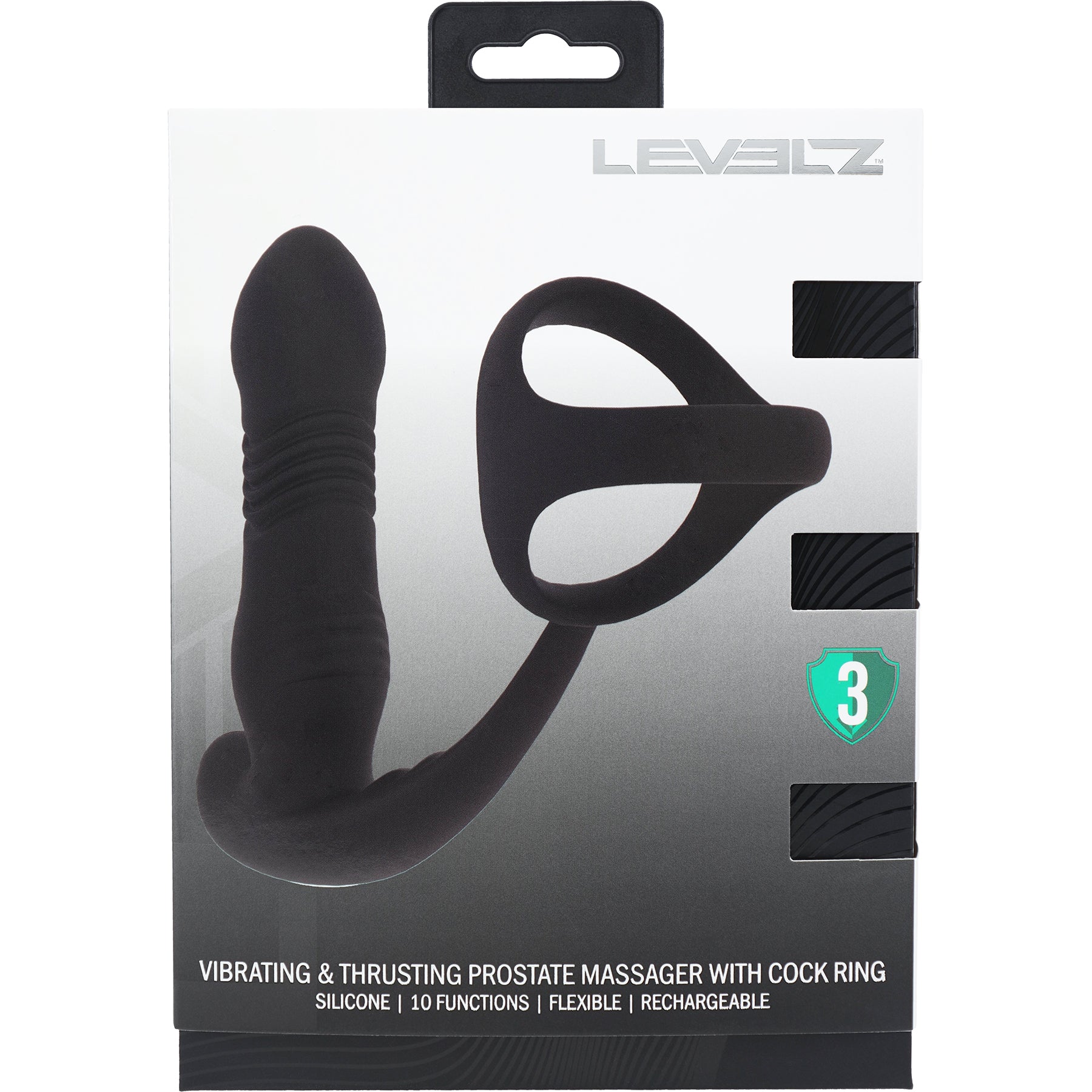 LEVELZ Vibrating & Thrusting Silicone Prostate Massager With Tri O Cock Ring