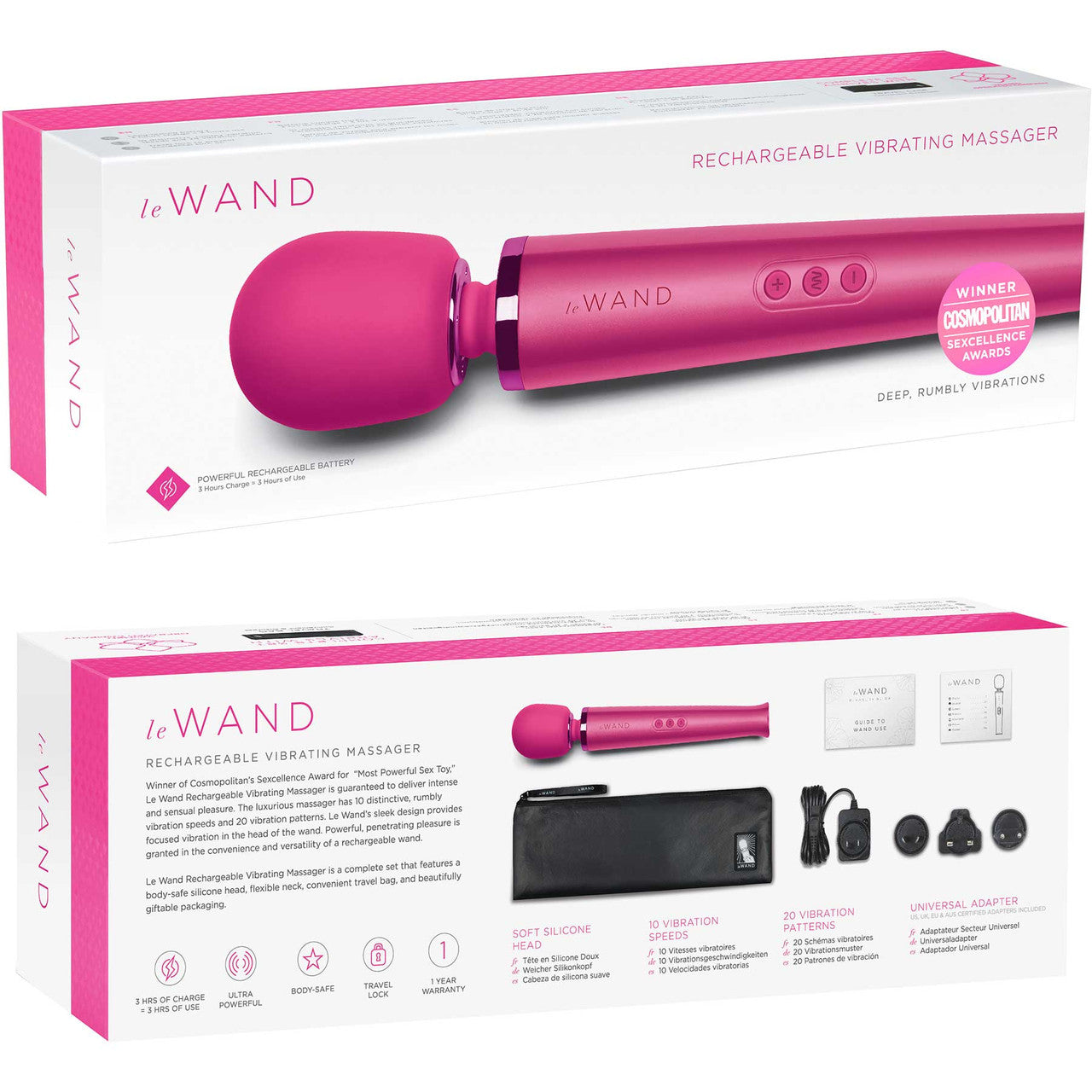 Le Wand Rechargeable Vibrating Body Massager - Magenta