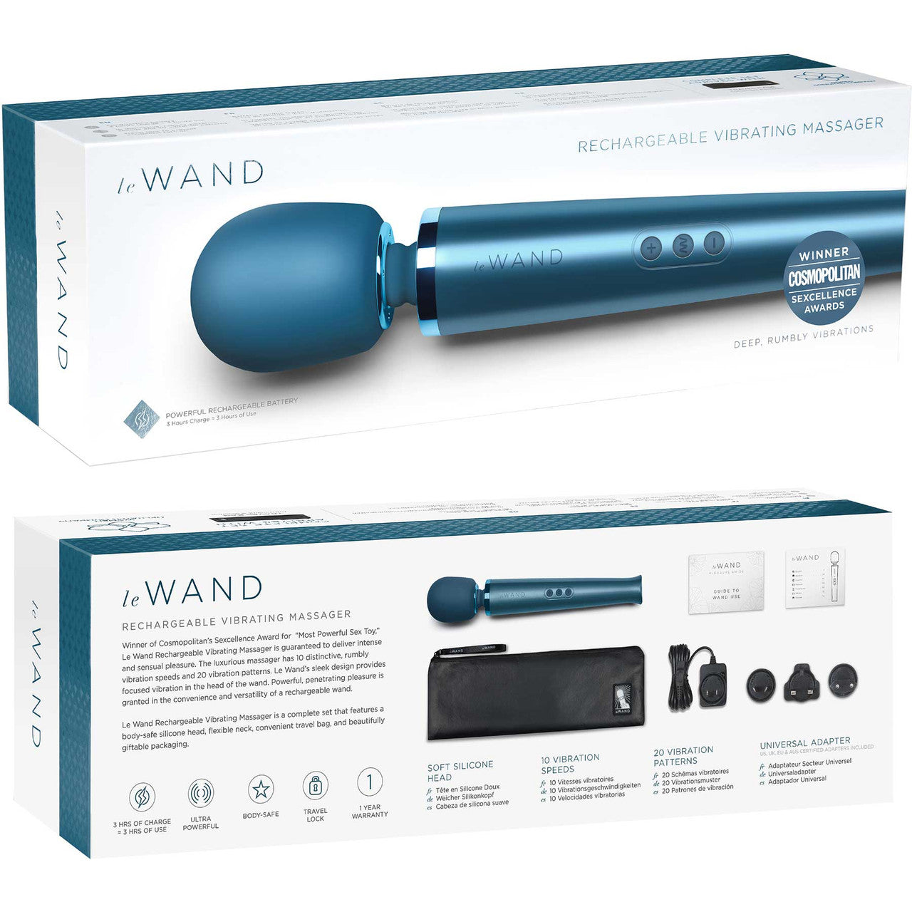 Le Wand Rechargeable Vibrating Body Massager - Pacific Blue