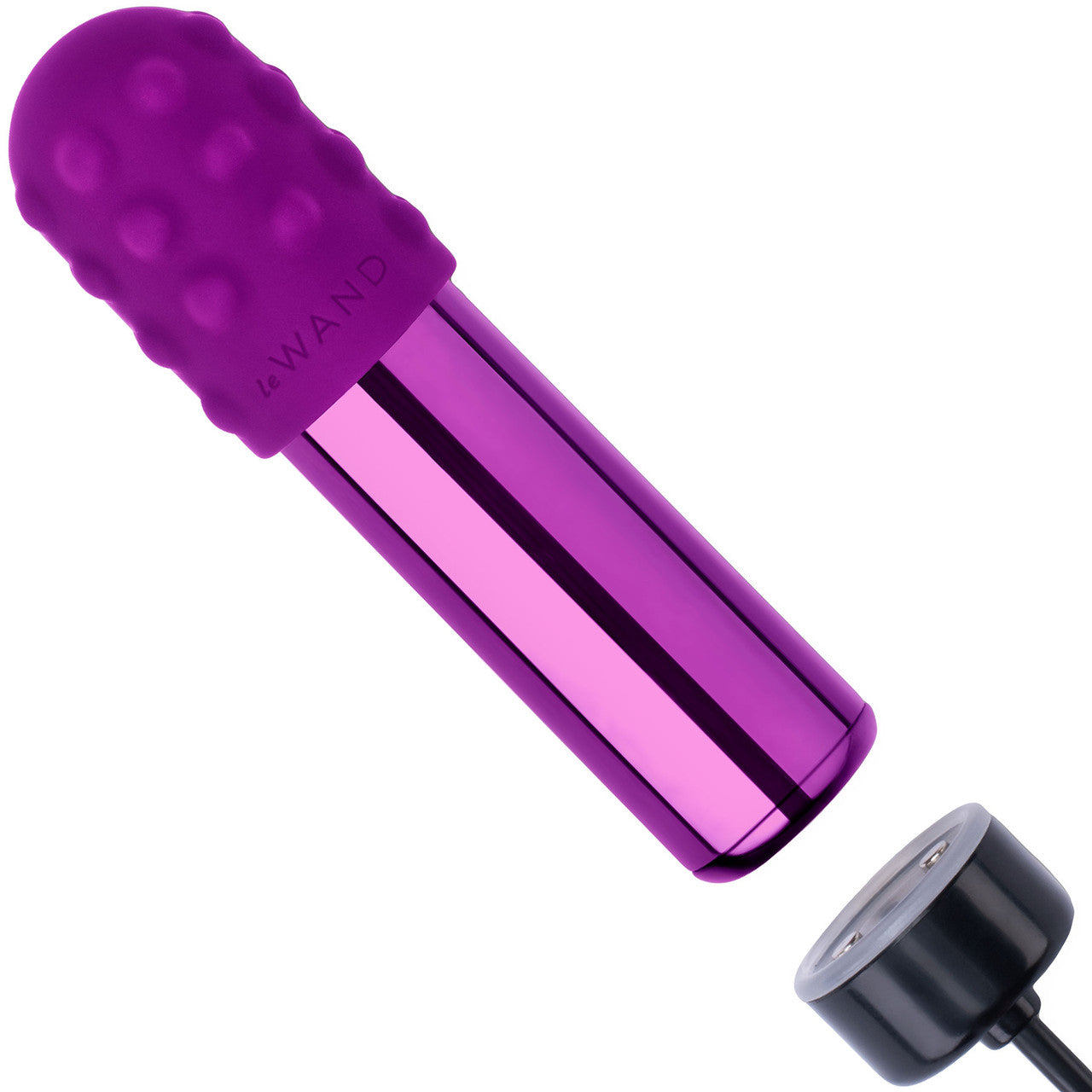 Le Wand Bullet Waterproof Vibrator With Textured Silicone Sleeve & Ring - Cherry Purple