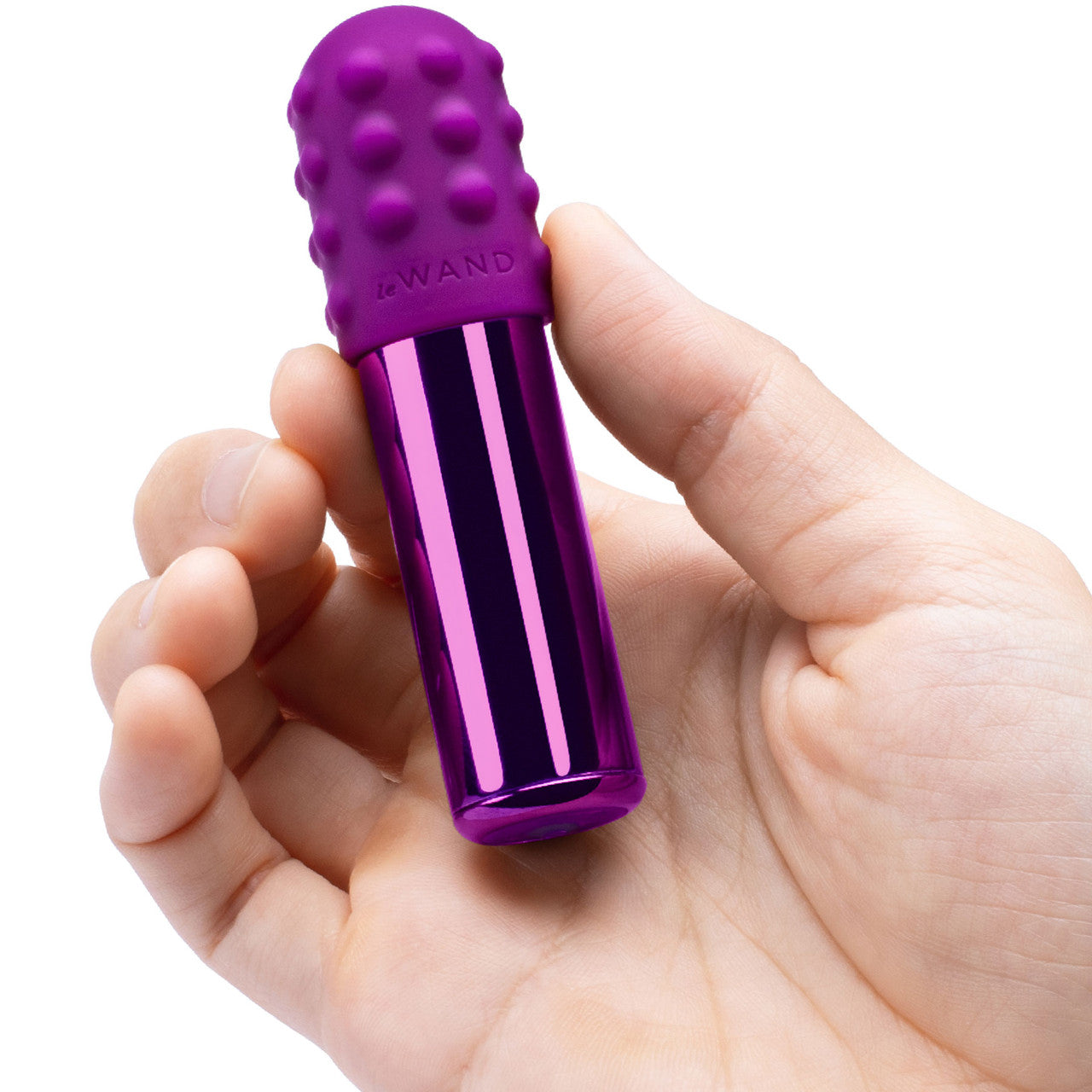 Le Wand Bullet Waterproof Vibrator With Textured Silicone Sleeve & Ring - Cherry Purple