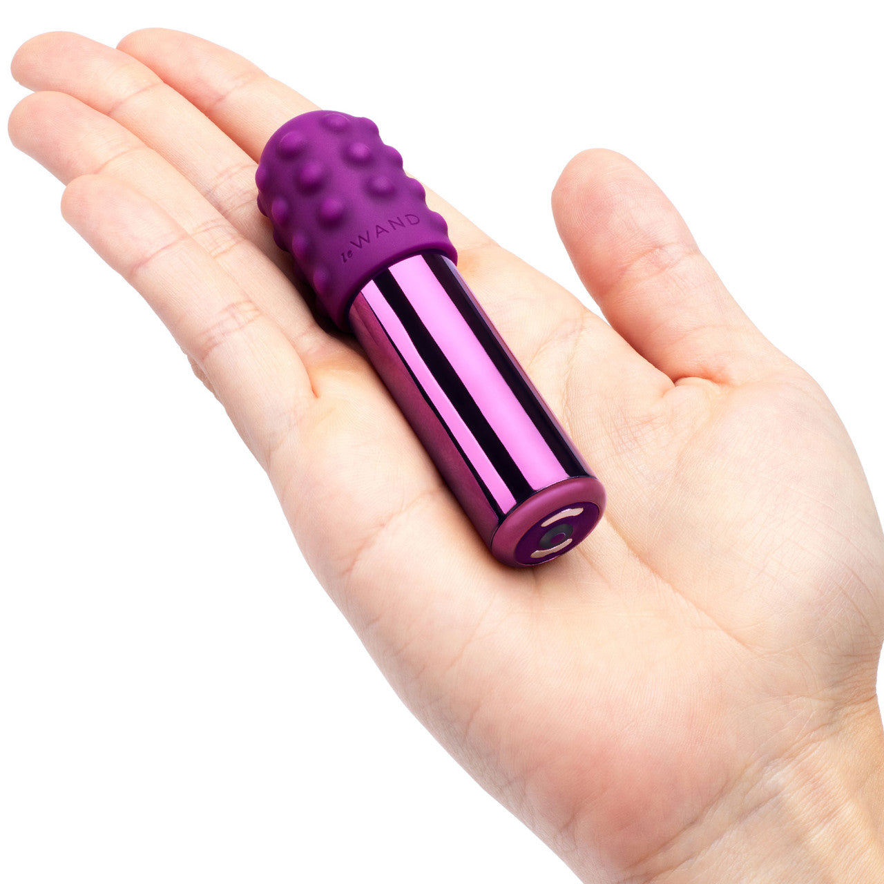 Le Wand Bullet Waterproof Vibrator With Textured Silicone Sleeve & Ring - Cherry Purple