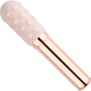 Le Wand Grand Bullet Waterproof Vibrator With Textured Silicone Sleeve & Ring - Rose Gold