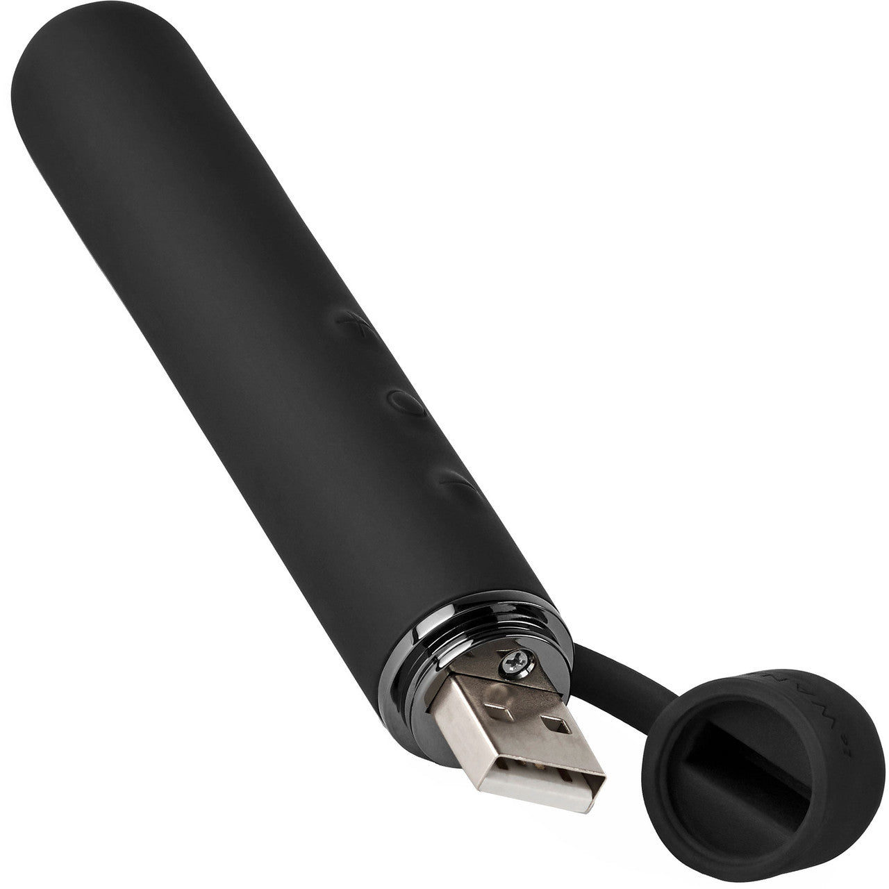 Le Wand Baton Rechargeable Vibrator With Textured Silicone Ring - Black