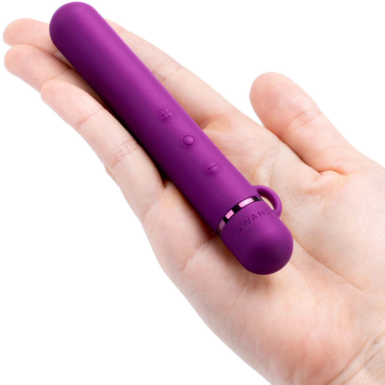 Le Wand Baton Rechargeable Vibrator With Textured Silicone Ring - Cherry Purple