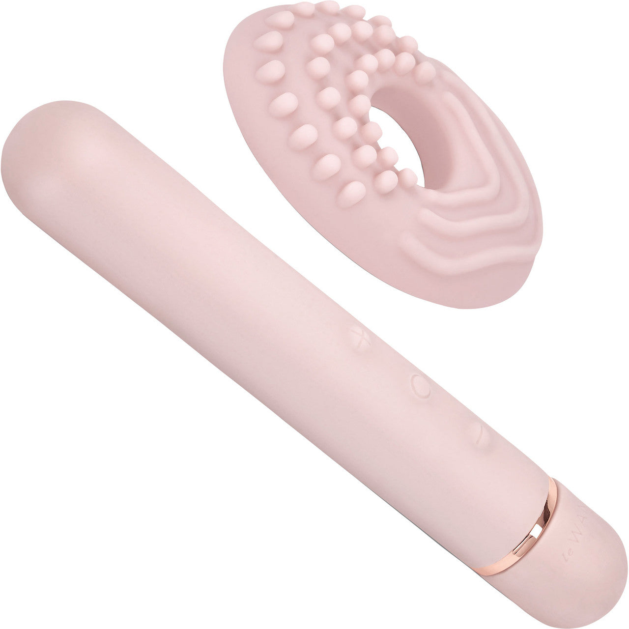 Le Wand Baton Rechargeable Vibrator With Textured Silicone Ring - Rose Gold