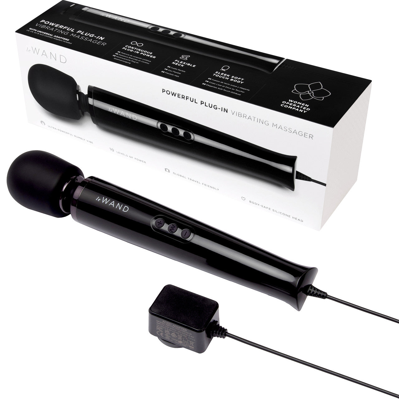 Le Wand Plug-In Vibrating Body Massager - Black