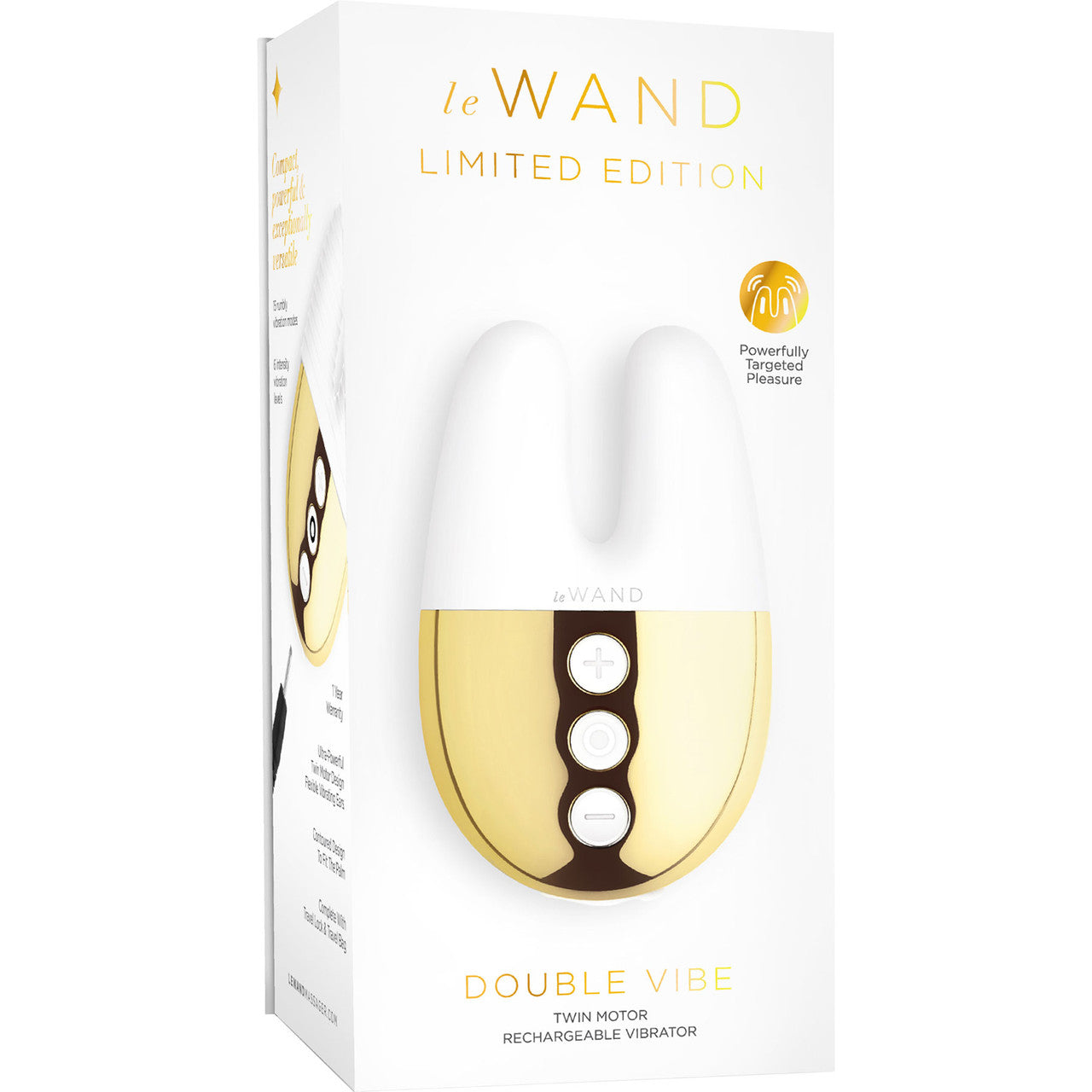 Le Wand Double Vibe Waterproof Rechargeable Vibrator - White & Gold