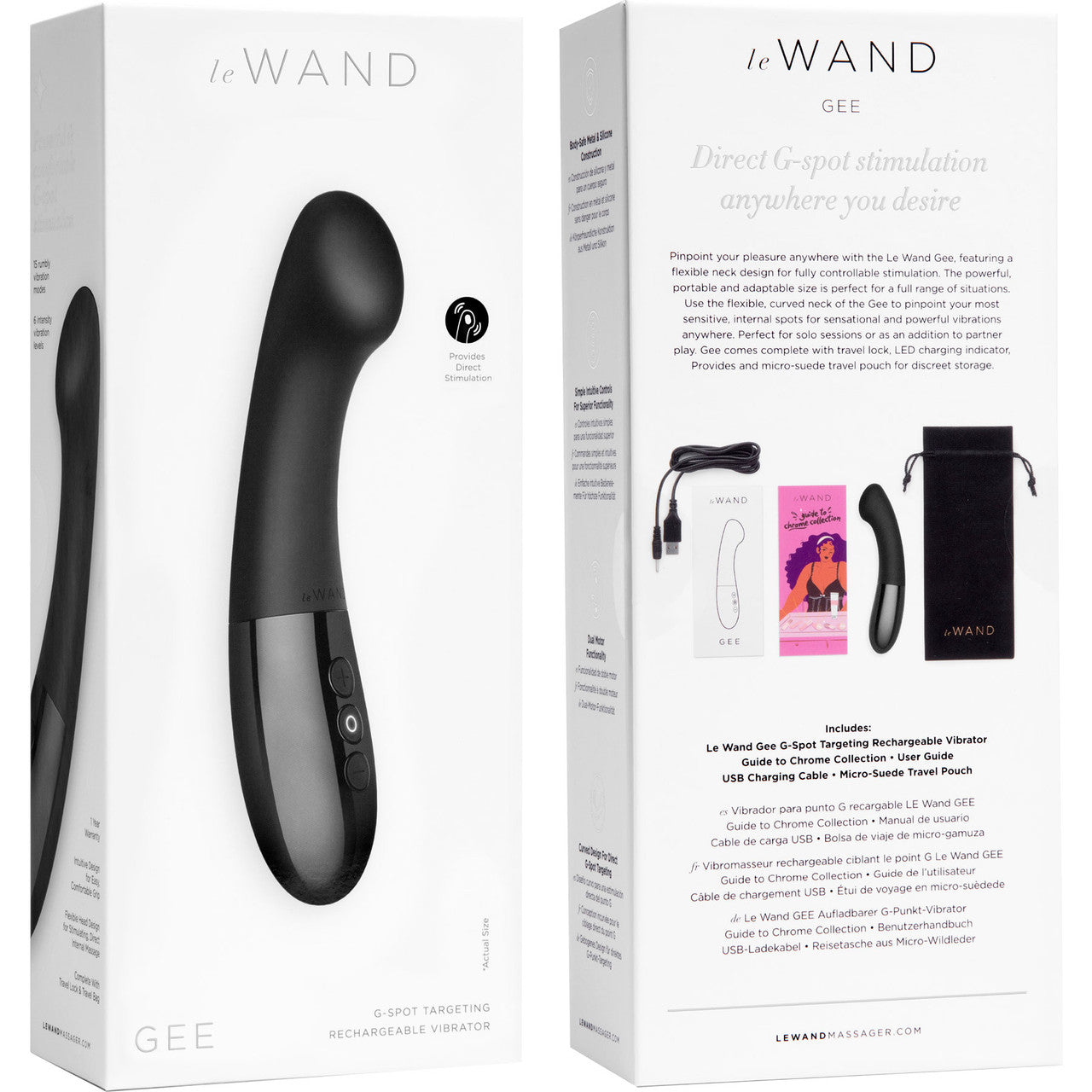 Le Wand Gee Waterproof Rechargeable Silicone G-Spot Vibrator - Black