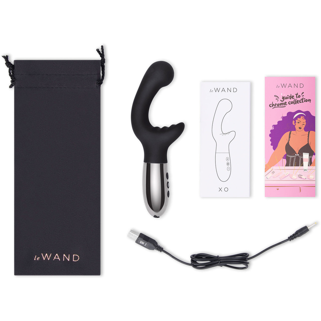 Le Wand XO Waterproof Rechargeable Silicone Dual Stimulation Vibrator - Black