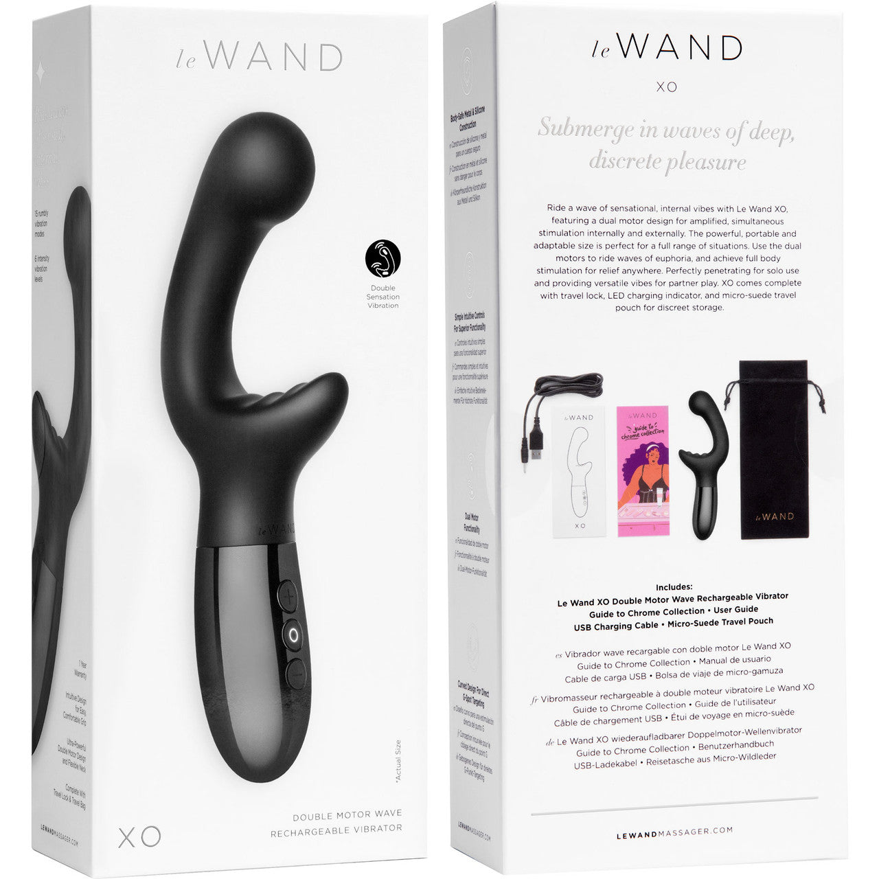 Le Wand XO Waterproof Rechargeable Silicone Dual Stimulation Vibrator - Black