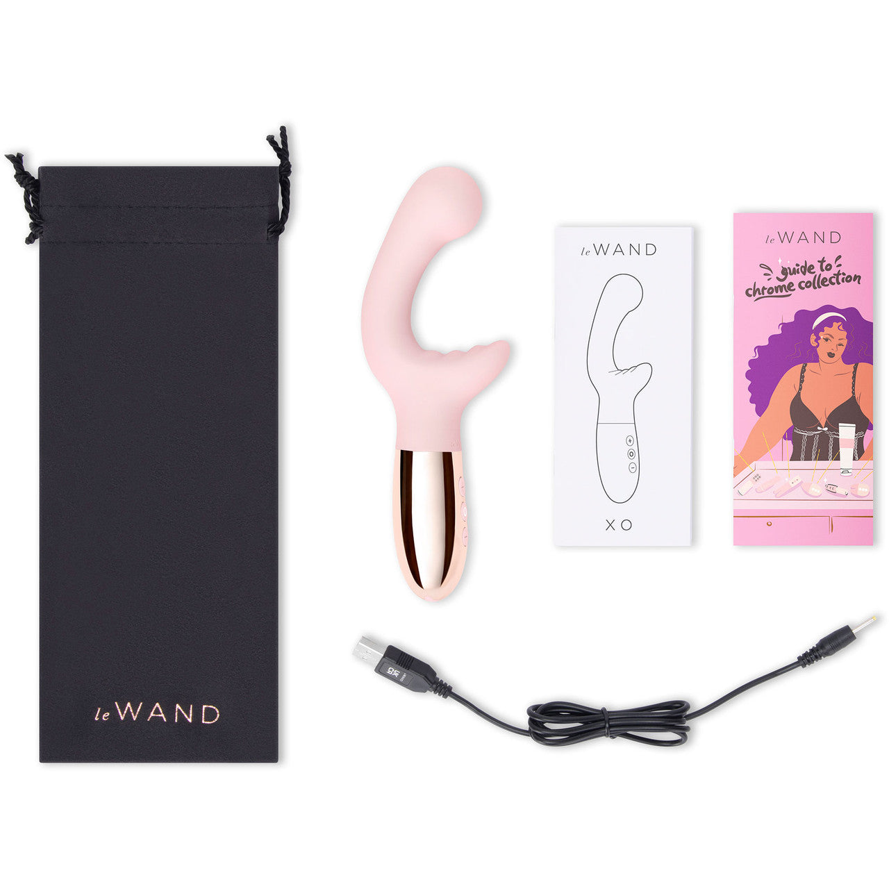 Le Wand XO Waterproof Rechargeable Silicone Dual Stimulation Vibrator - Rose Gold