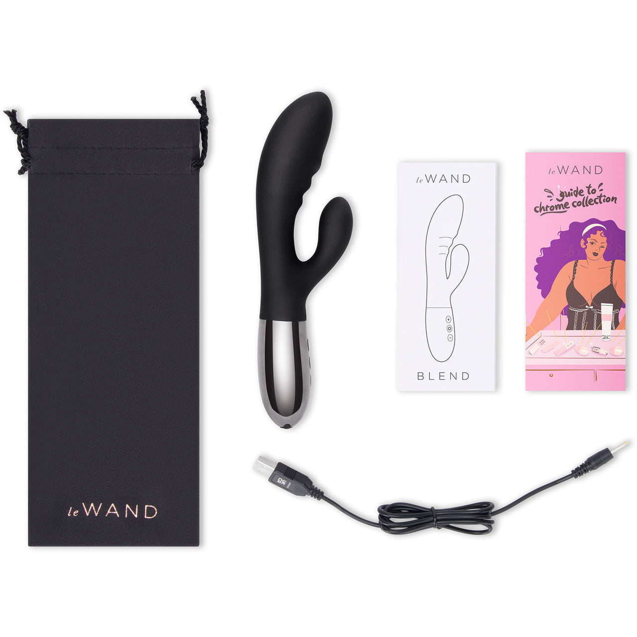 Le Wand Blend Waterproof Rechargeable Silicone Dual Stimulation Vibrator - Black