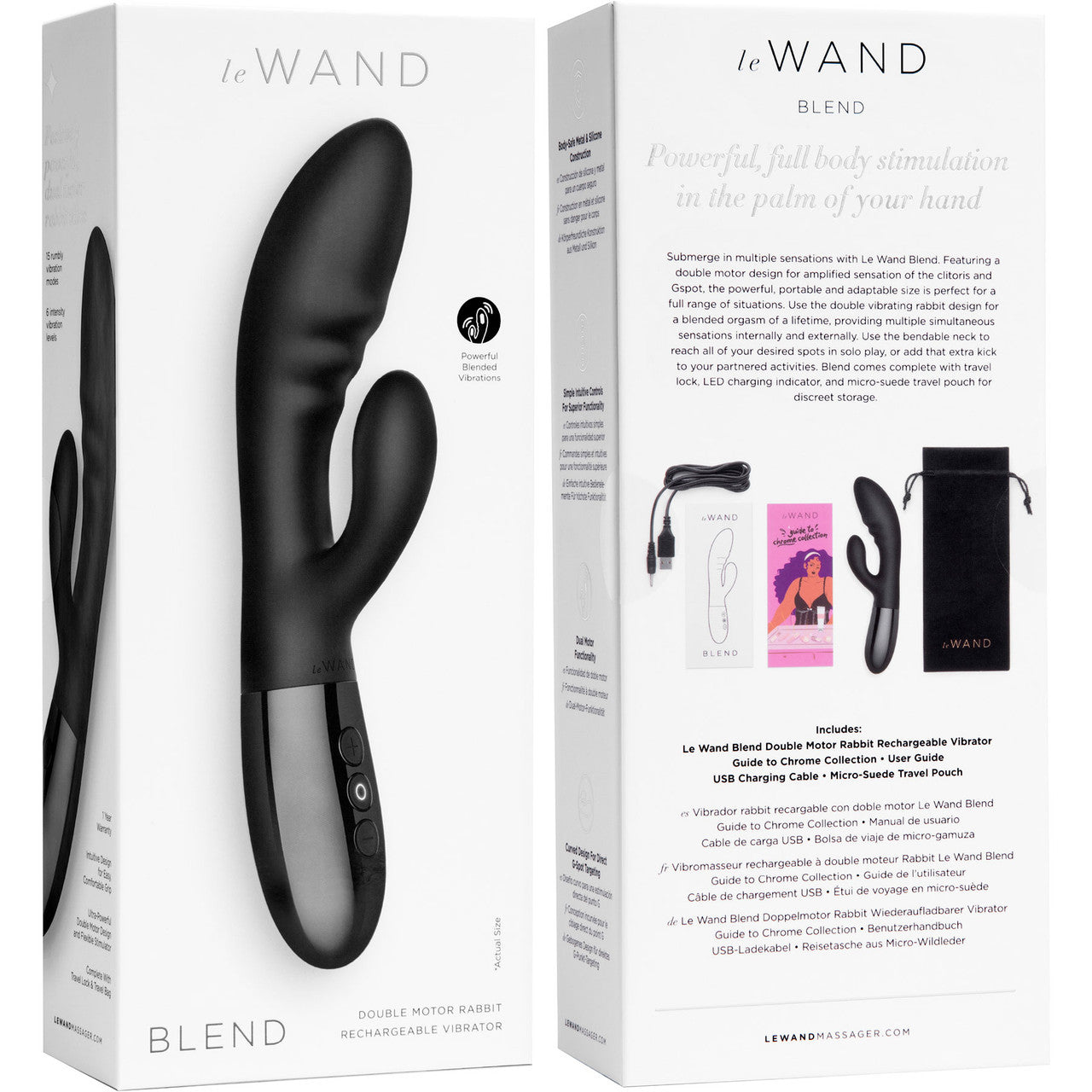 Le Wand Blend Waterproof Rechargeable Silicone Dual Stimulation Vibrator - Black