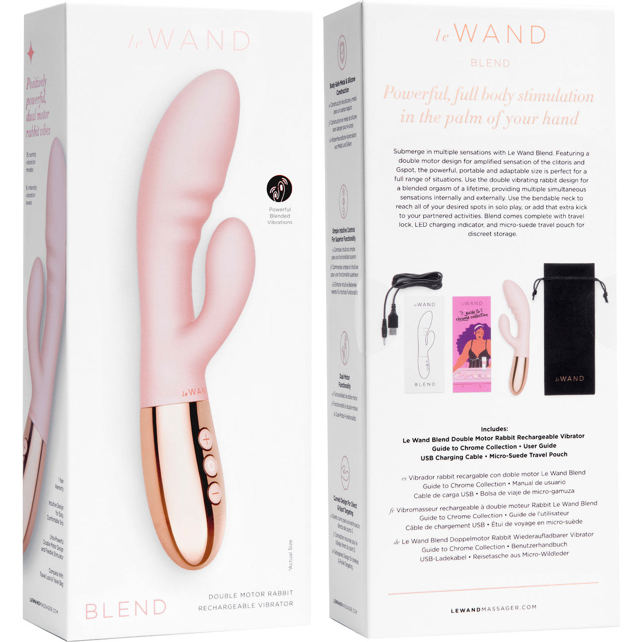 Le Wand Blend Waterproof Rechargeable Silicone Dual Stimulation Vibrator - Rose Gold