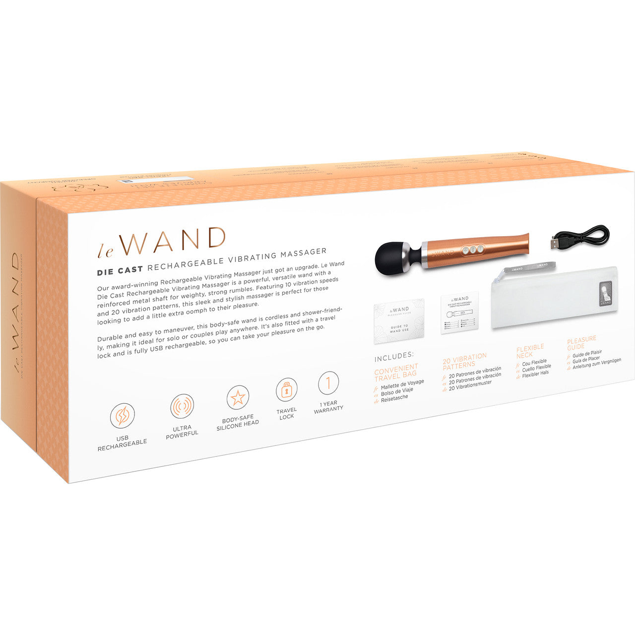 Le Wand Die Cast Rechargeable Vibrating Body Massager - Rose Gold