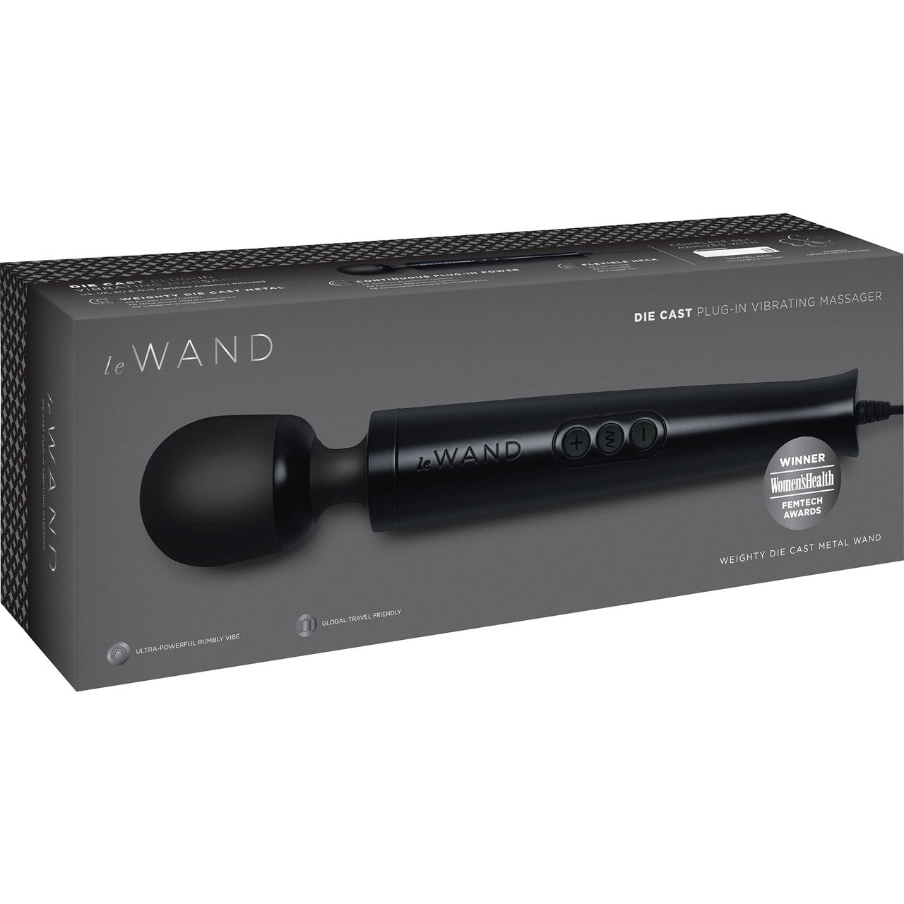 Le Wand Die Cast Plug-In Vibrating Body Massager - Black Le Wand Die Cast Plug-In Vibrating Body Massager - Black