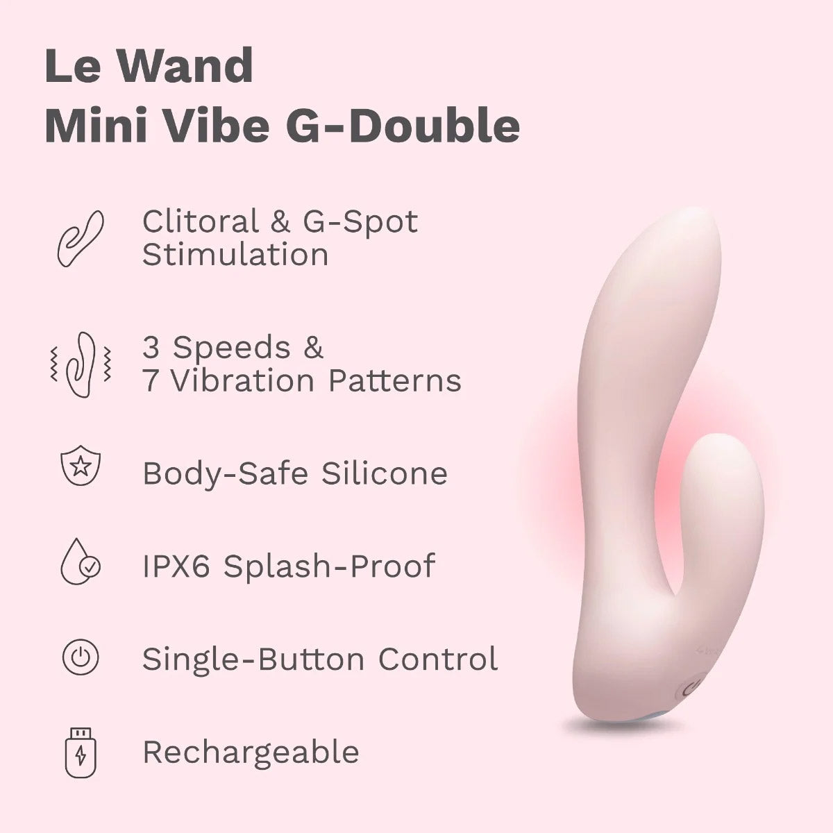 Le Wand Mini Vibe G-Double Rechargeable Clitoral & G-Spot Rabbit Vibrator