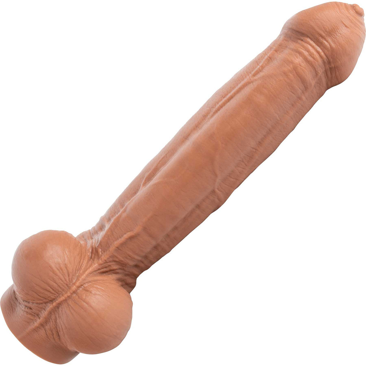 Hankey's Toys Lampwick Uncut Small / Medium 11.75" Silicone Cock With Balls & Vac-U-Lock Base - Caramel