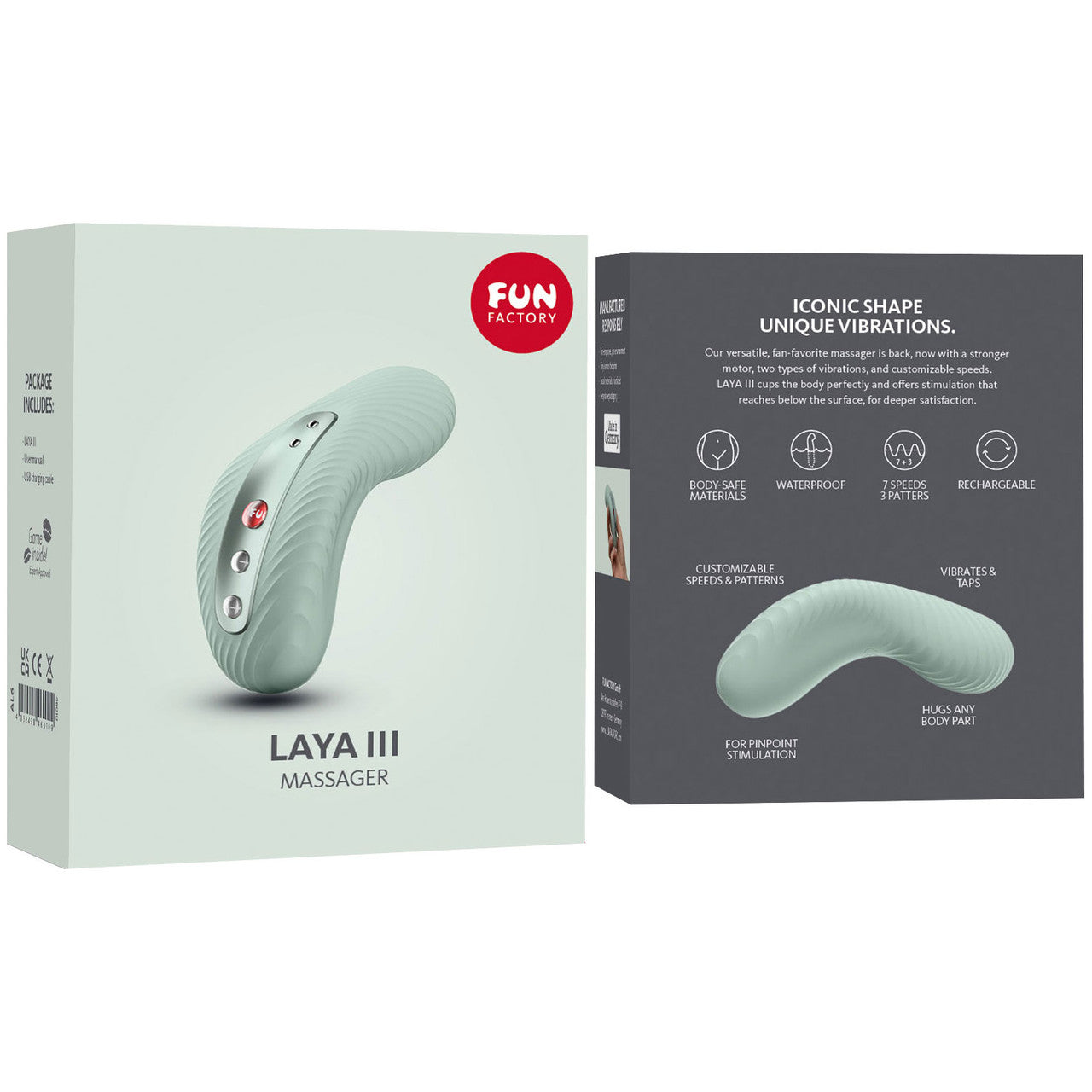 Fun Factory LAYA III Rechargeable Waterproof LAY-ON Vibrator - Sage Green