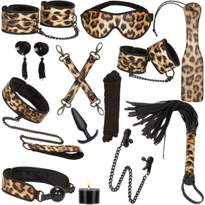 Vivid Bondage Leopard Print 13 Piece Soft Bondage Kit By Liebe Seele