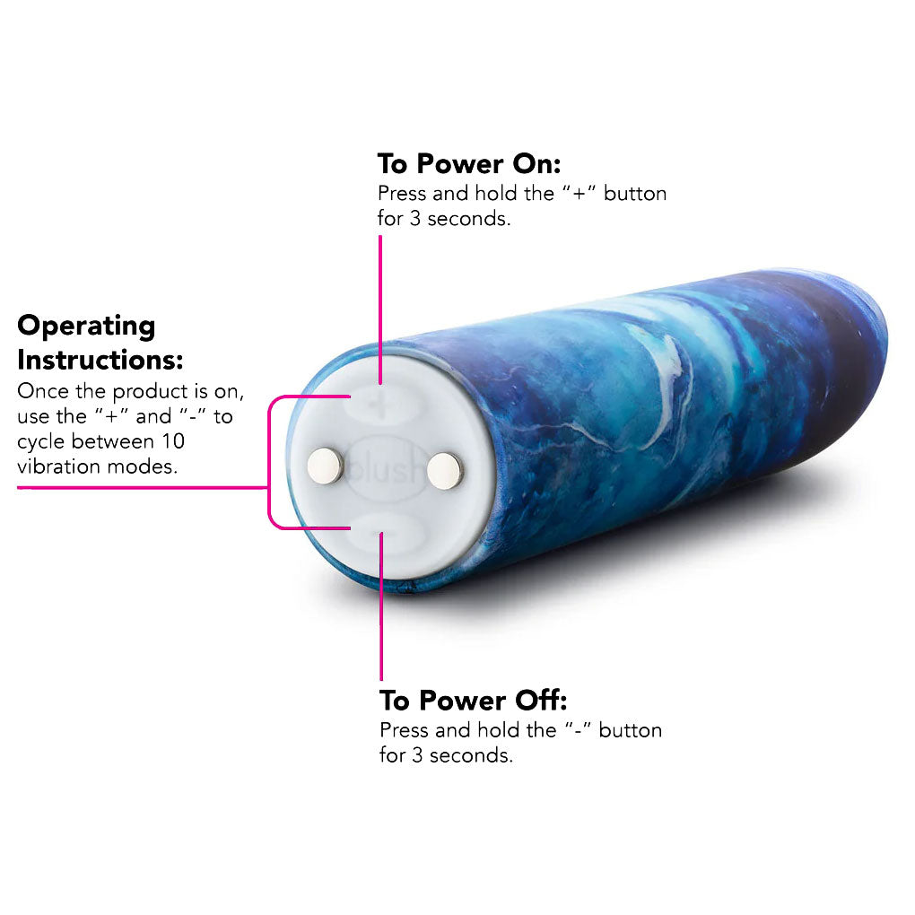 Limited Addiction Mesmerize Rechargeable Waterproof Power Vibe By Blush - Azure