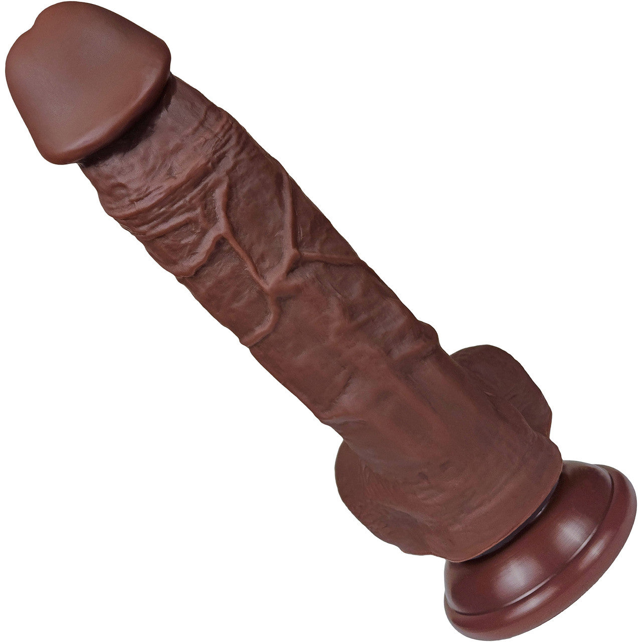 The Millionaire 6.25 Inch Silicone Realistic Dildo With Balls & Suction Cup Base By Fukena - Chocolate