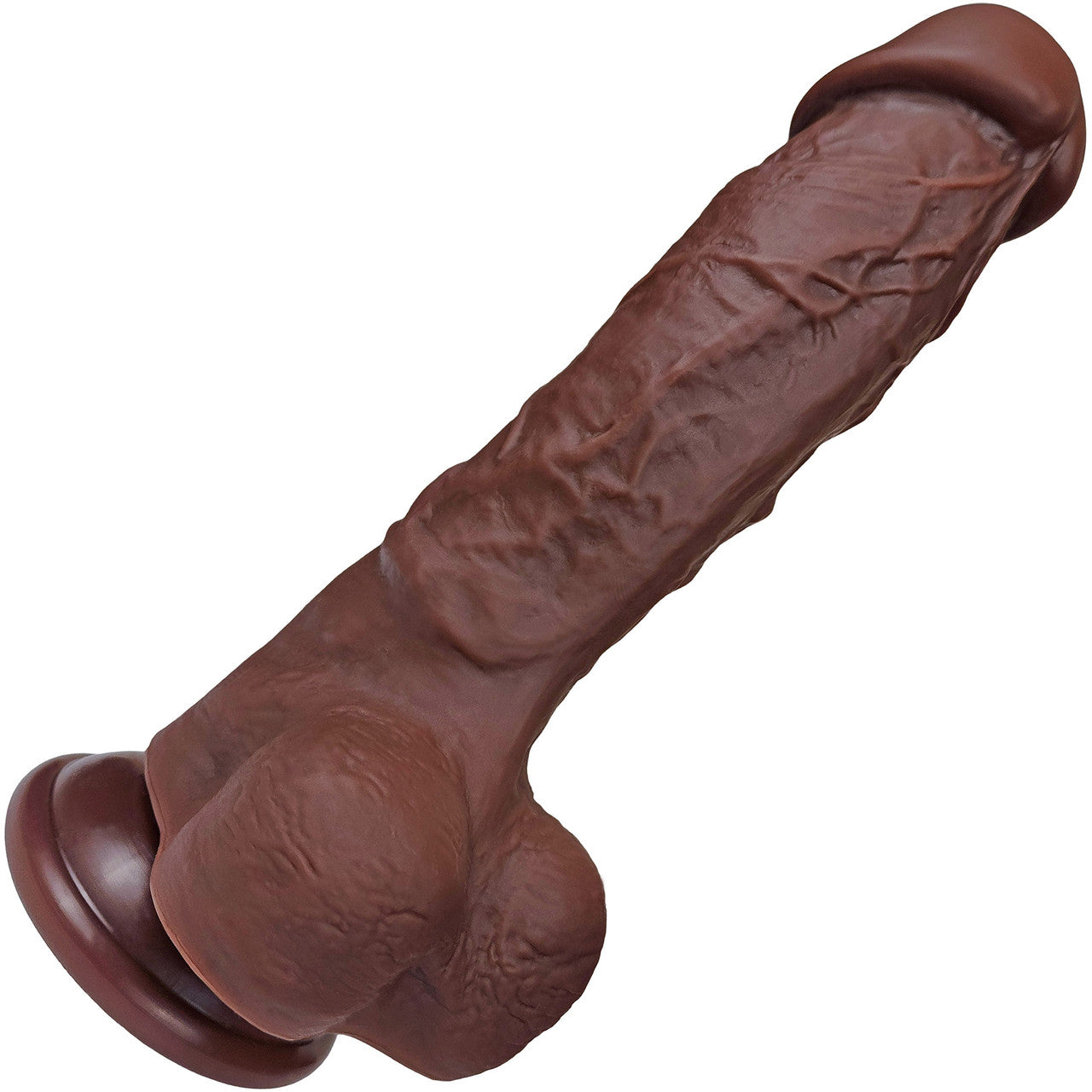 The Millionaire 6.25 Inch Silicone Realistic Dildo With Balls & Suction Cup Base By Fukena - Chocolate