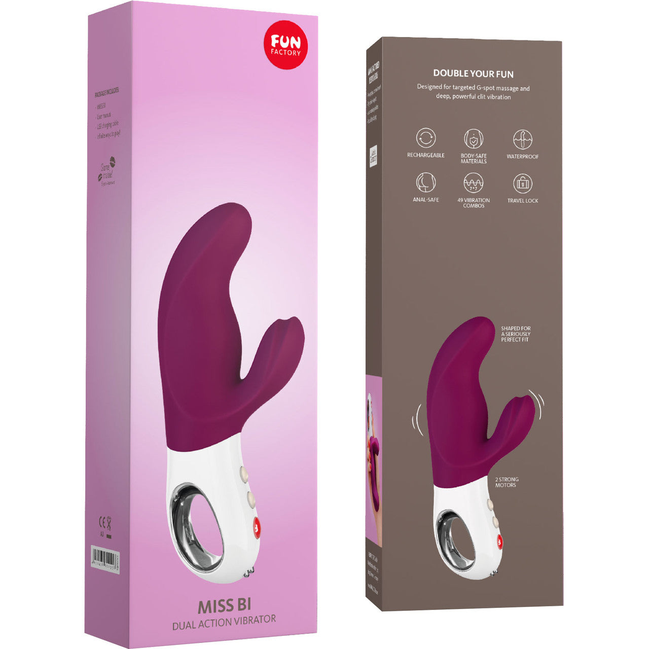 Fun Factory MISS BI Rechargeable Waterproof Dual Stimulation Vibrator - Grape