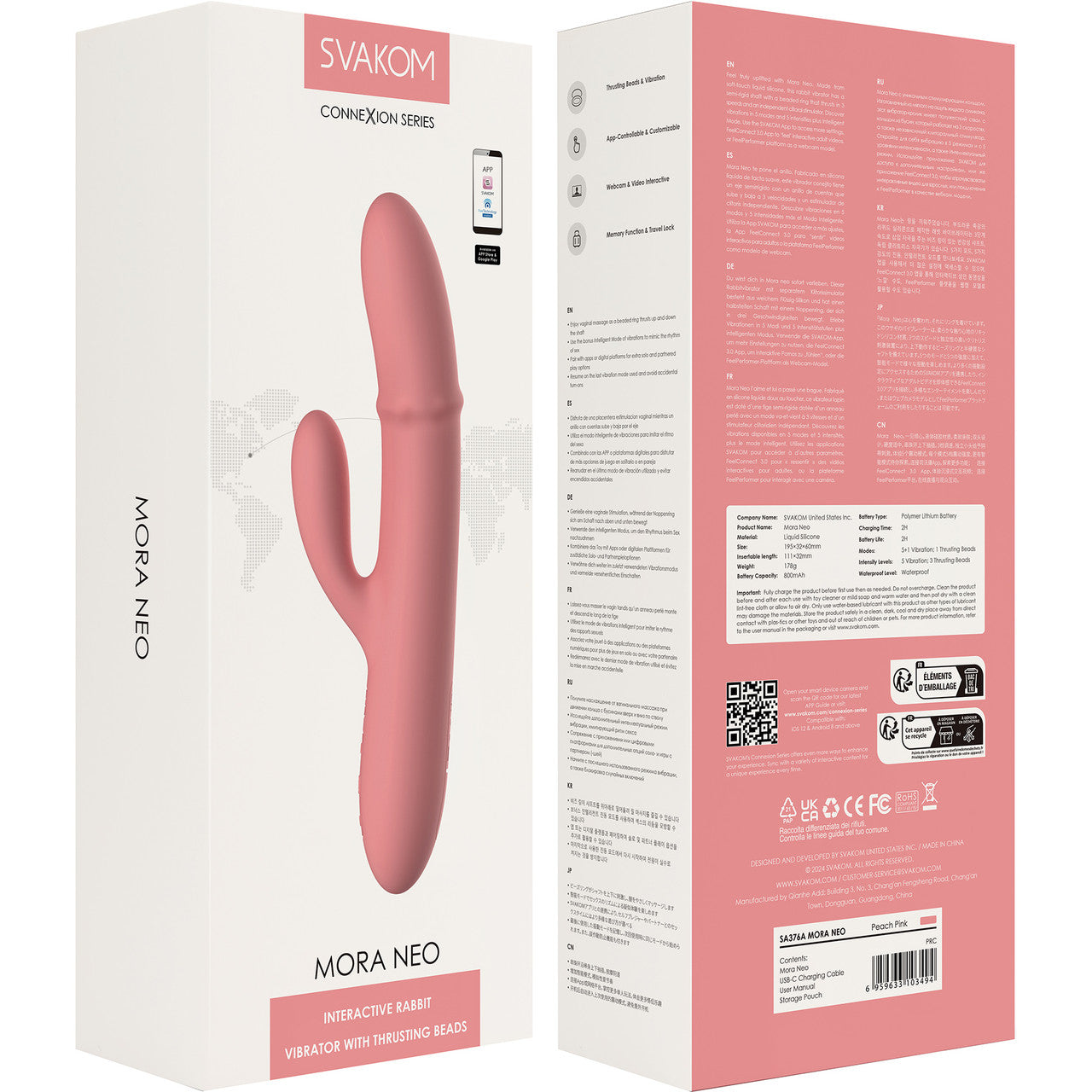 SVAKOM Mora Neo Rechargeable Silicone App Enabled Dual Stimulation Vibrator With Thrusting Beads