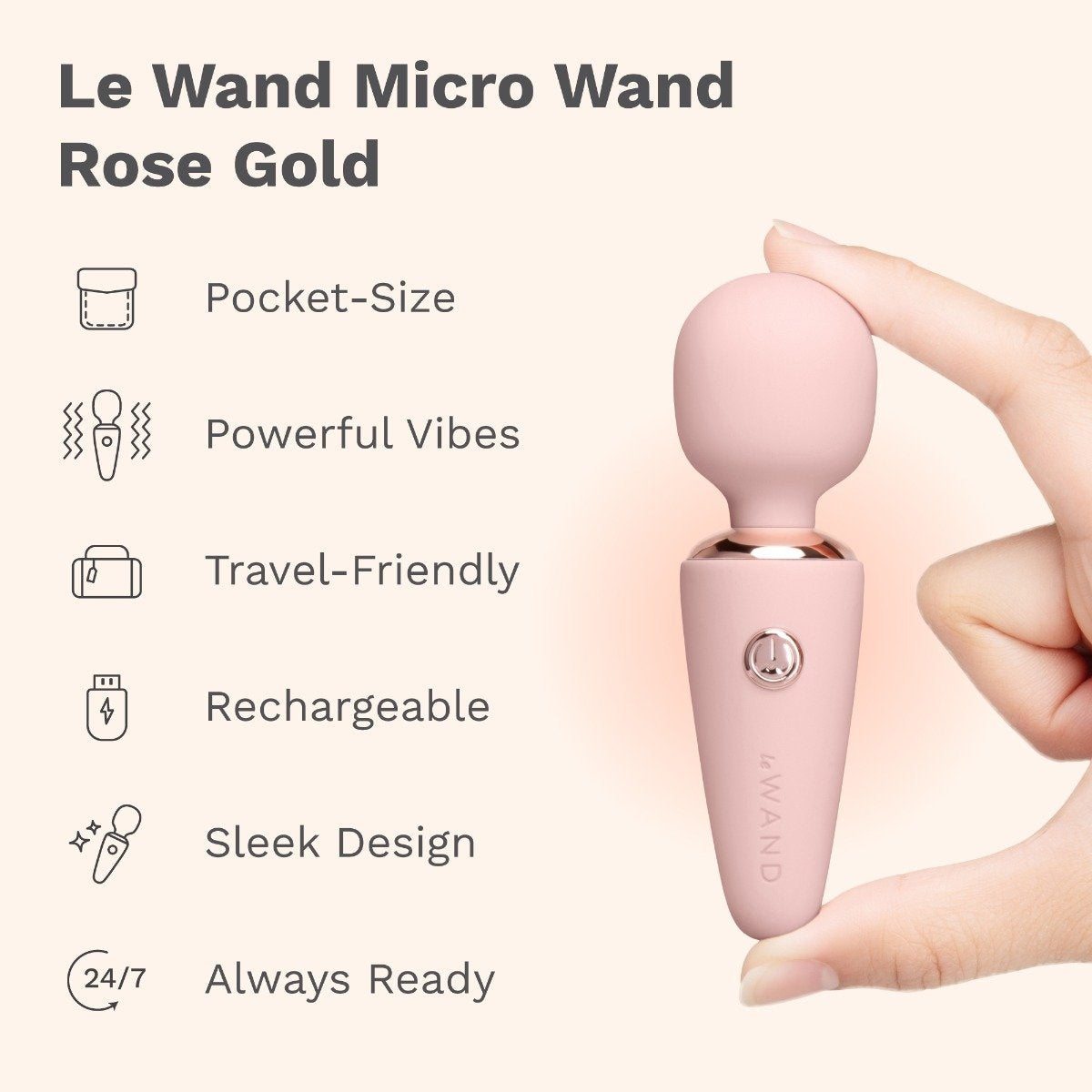 Le Wand Mini Micro Wand Rechargeable Pocket-Size Massager - Features