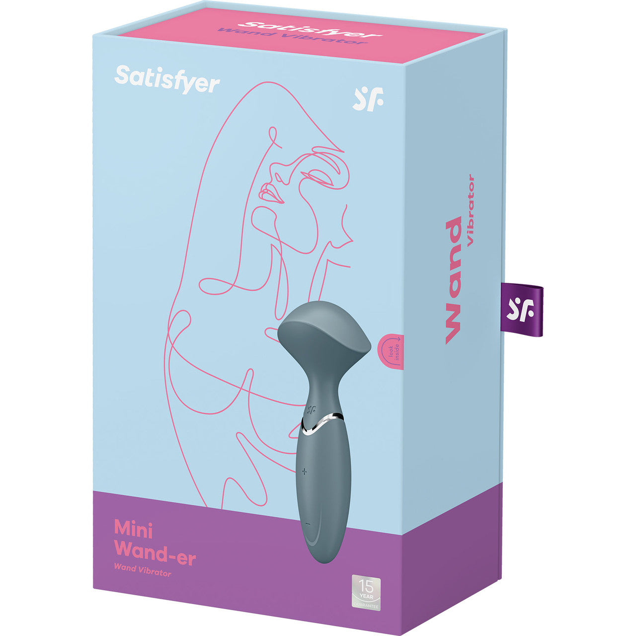 Satisfyer Mini Wand-er Silicone Rechargeable Waterproof Wand Style Vibrator - Grey