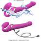 Strap-on-Me Multi Orgasm Silicone Vibrating 3 Motor Remote Control Strapless Strap-On - Small Fuchsia