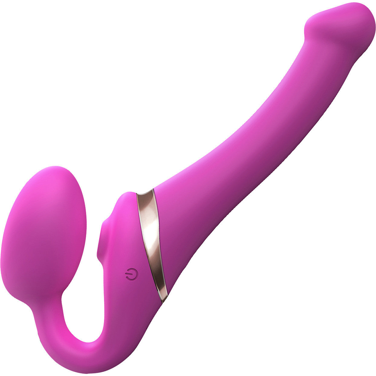 Strap-on-Me Multi Orgasm Silicone Vibrating 3 Motor Remote Control Strapless Strap-On - Medium Fuchsia