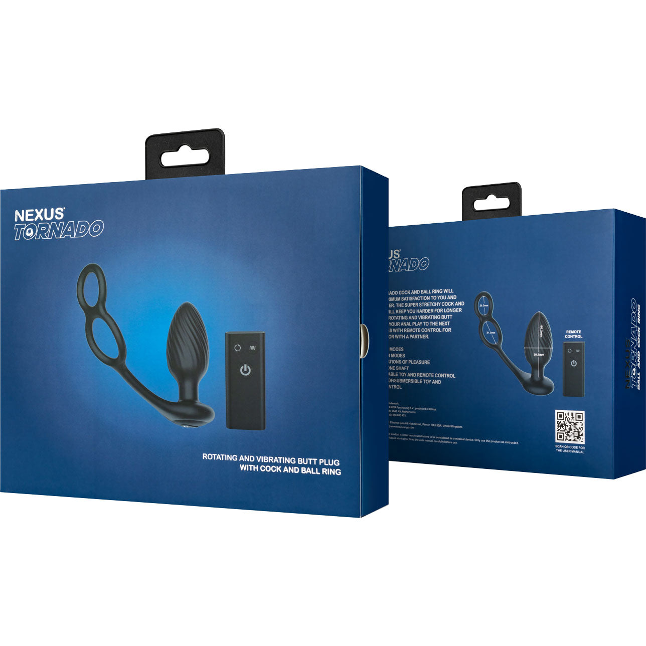 Nexus Tornado Rotating Vibrating Silicone Cock & Ball Ring With Remote