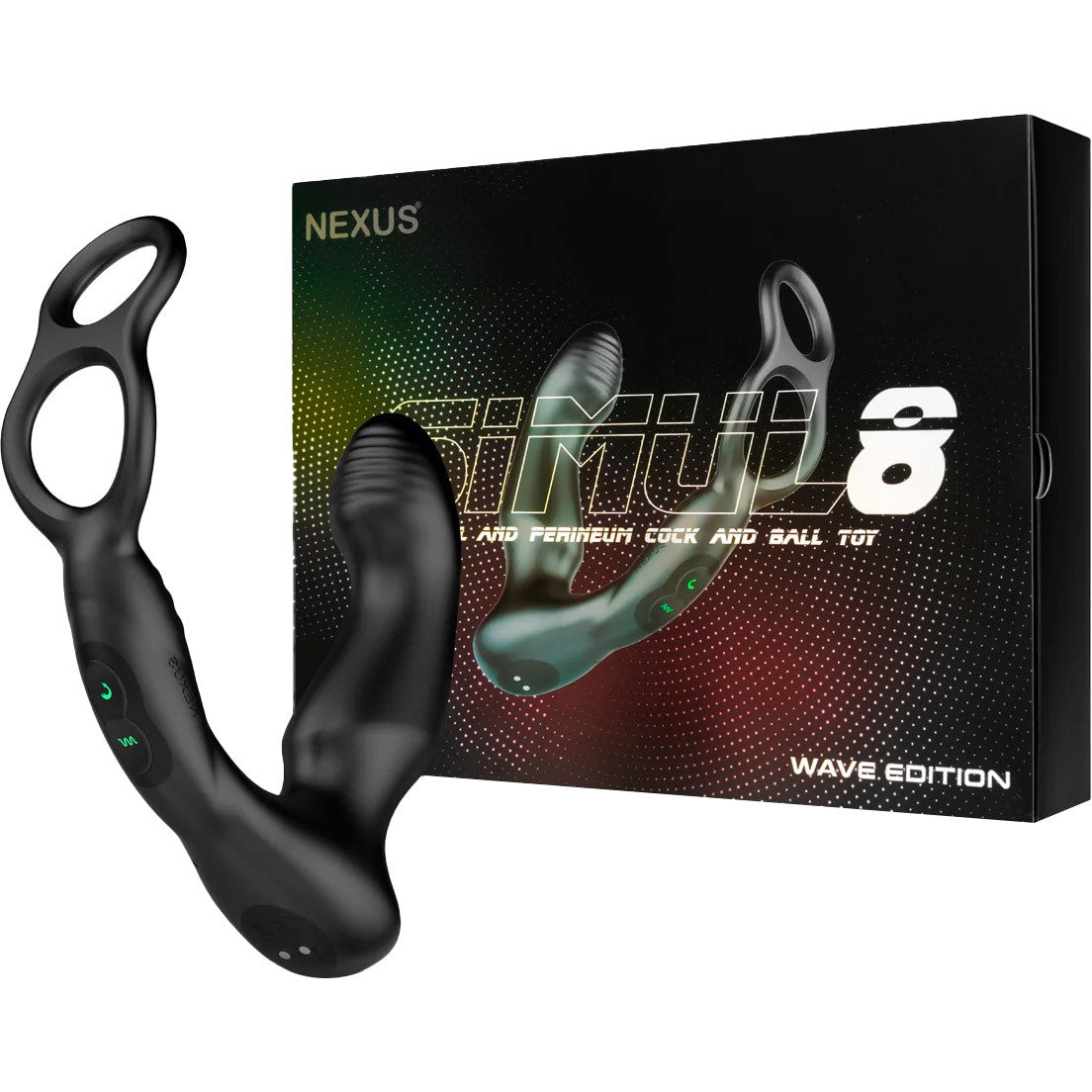 Nexus Simul8 Wave Edition Silicone Vibrating Rocking Dual Anal & Perineum Stimulator With Cock & Ball Rings